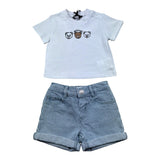 Moschino Completo 2 Pezzi T-Shirt-Bermuda Tinta Unita con Stampa per Neonato MUG01O BIANCO MOSCHINO 