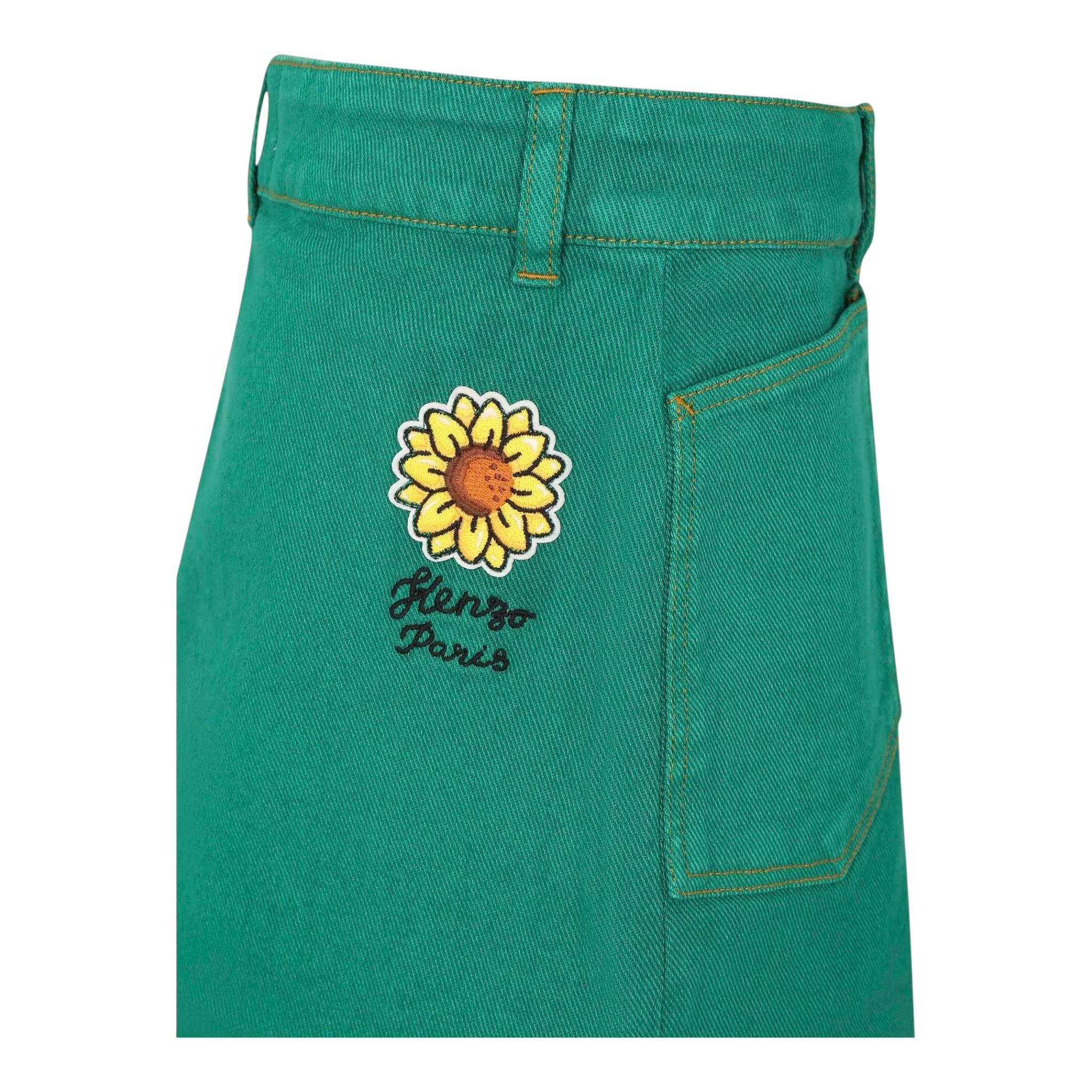 Kenzo Gonna Tinta Unita con Girovita Regolabile per Bambina K60908 VERDE KENZO 