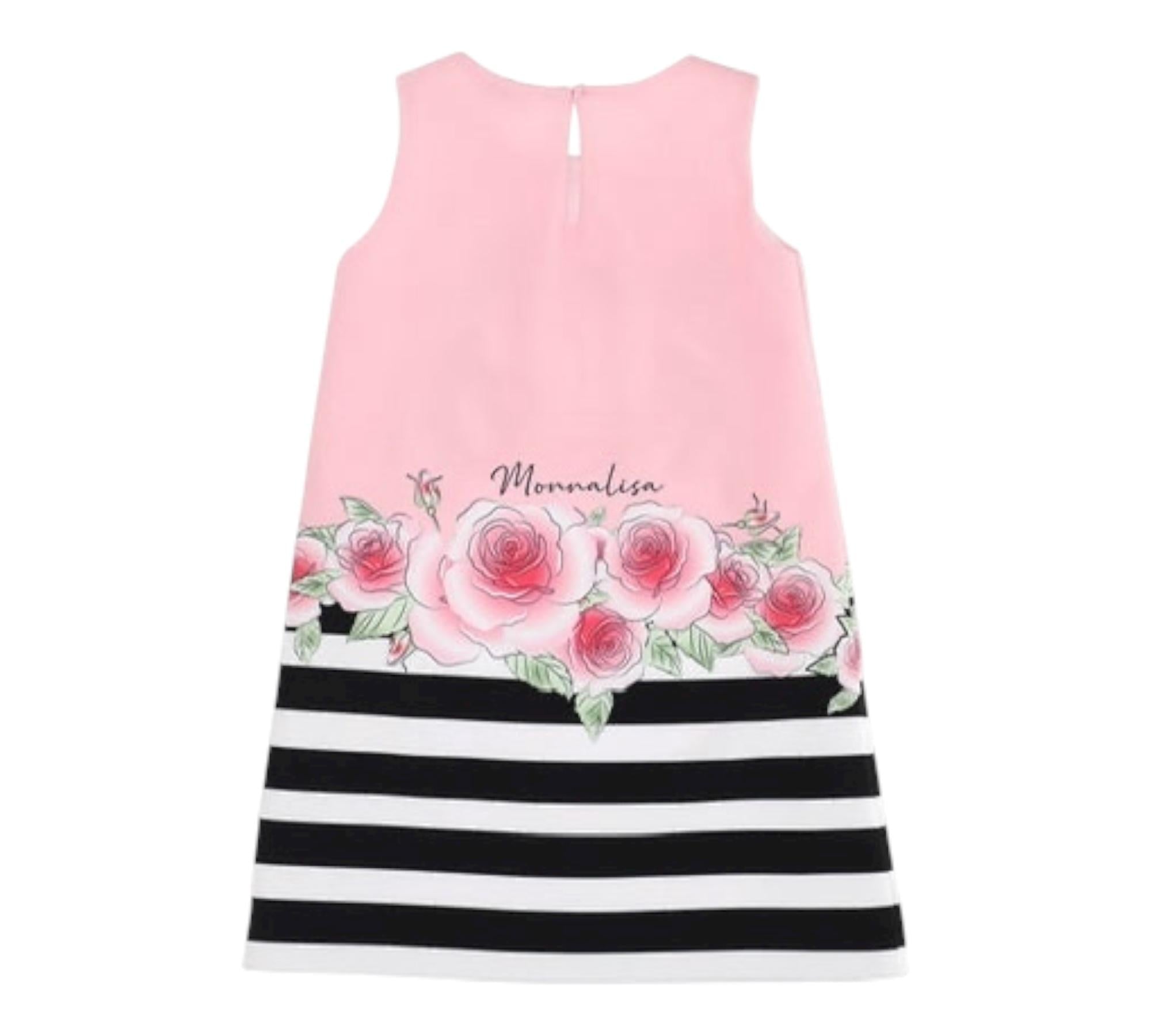 Monnalisa Abito Giromanica Tinta Unita con Stampa per Bambina 117928 ROSA MONNALISA 