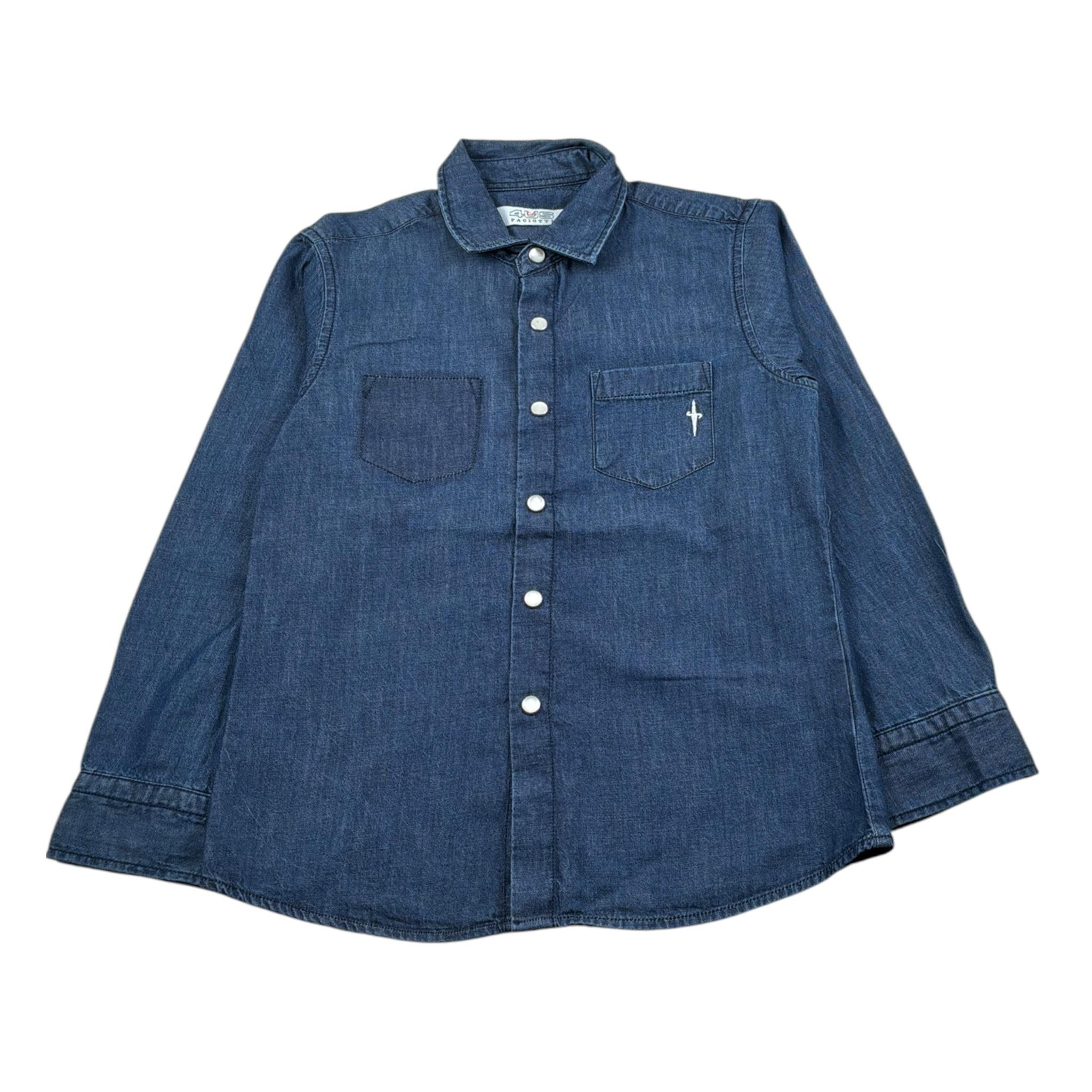 Cesare Paciotti Camicia Manica Lunga tinta unita con Taschino Blu per Bambino CMP0326J BLU CESARE PACIOTTI 