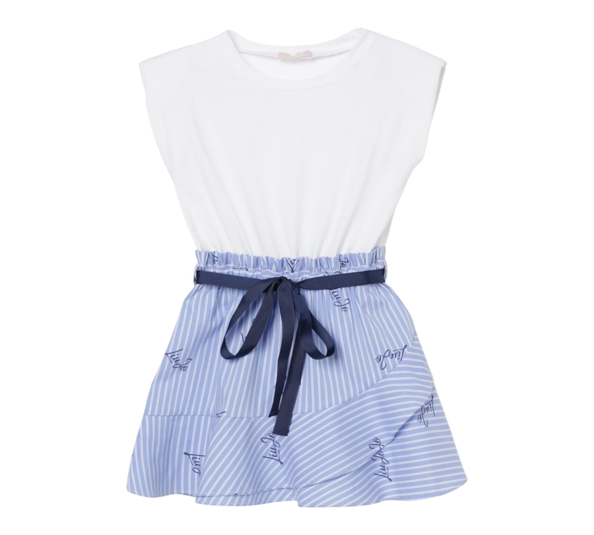Liu Jo Abito Bicolore con Fantasia A Righe per Bambina KA5049X BIANCO/AZZURRO LIU JO 