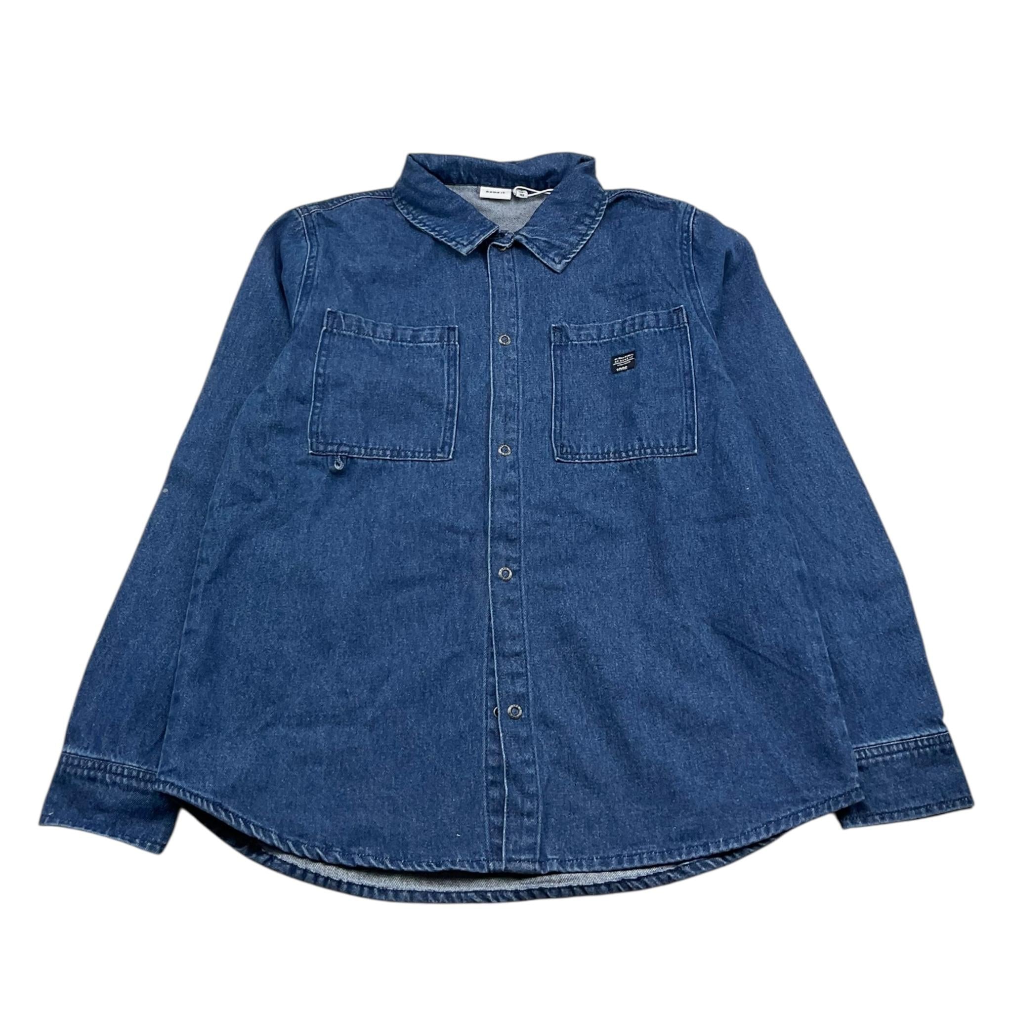 NAME.IT camicia in denim tinta unita manica lunga Blu per Bambino 13215794 BLU NAME.IT 