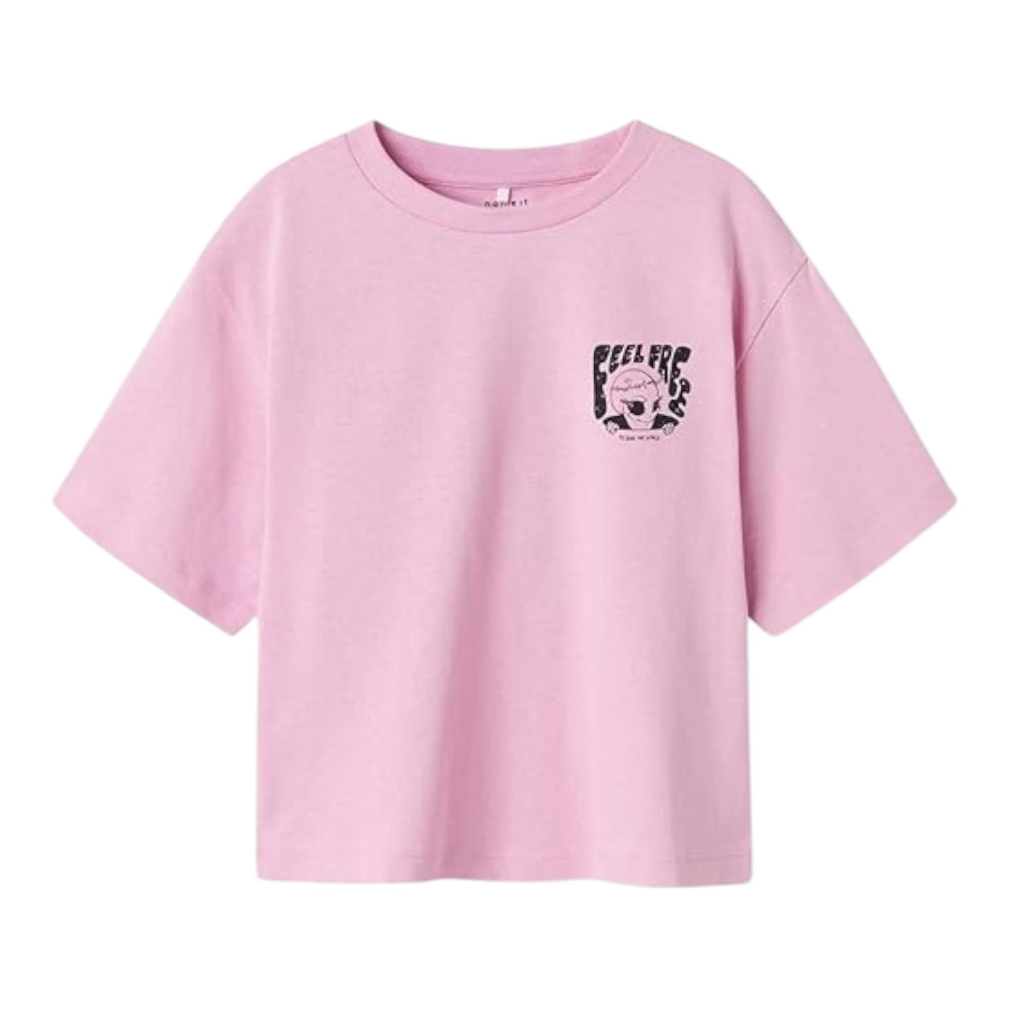 NAME IT t-shirt tinta unita girocollo con stampa Rosa per Bambina 13234109 ROSA NAME IT 