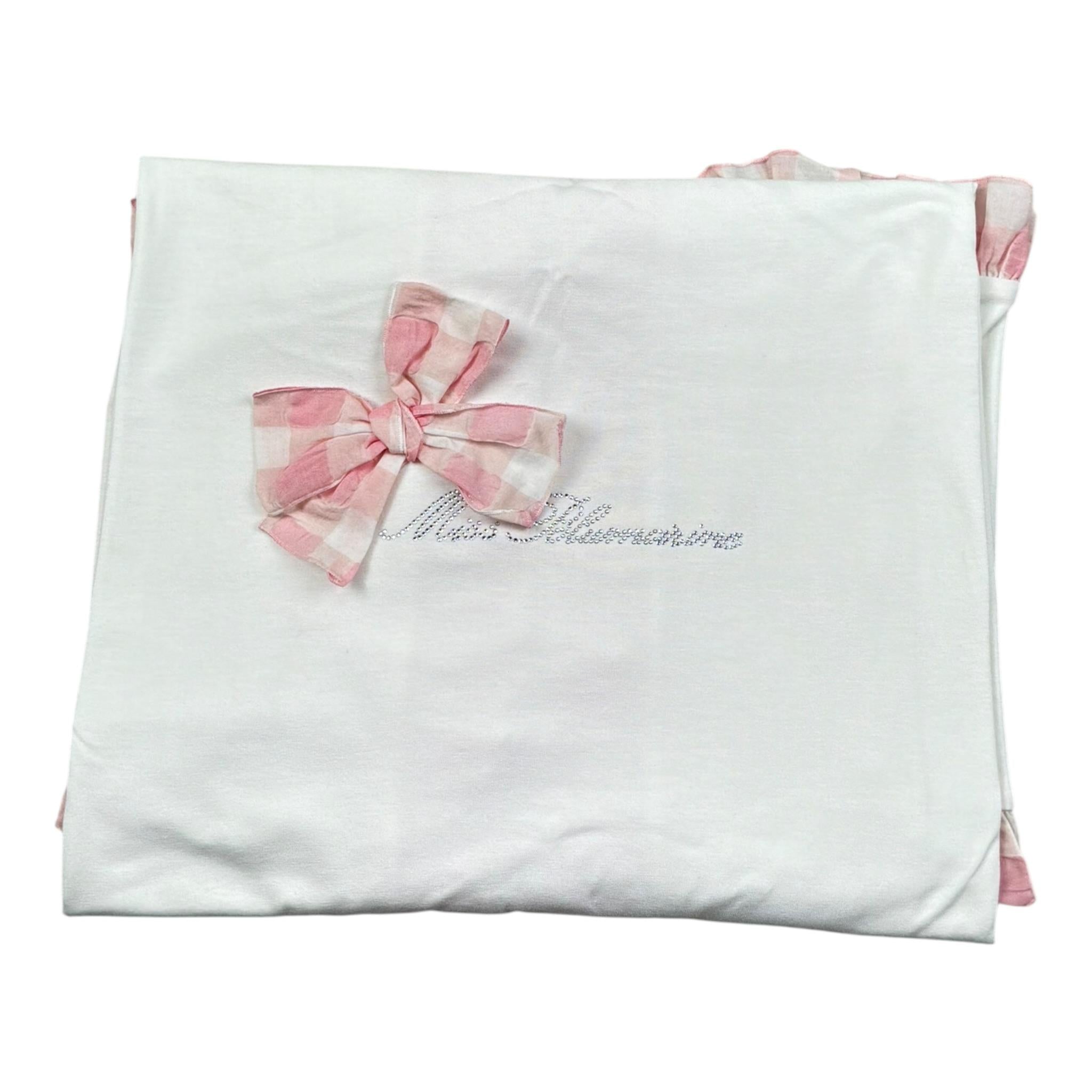 Miss Blumarine Coperta Tinta Unita con Ruches per Neonata MBL2394 BIANCO MISS BLUMARINE 