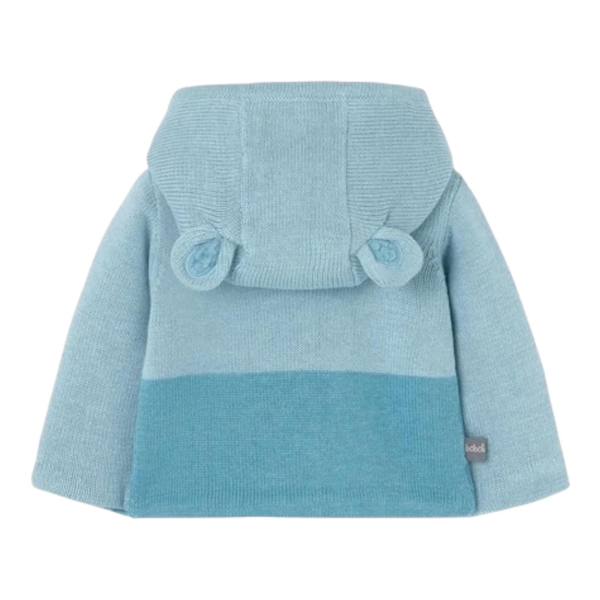 BOBOLI cardigan tinta unita con cappuccio e stampa Azzurro per Neonato 109123 AZZURRO BOBOLI 