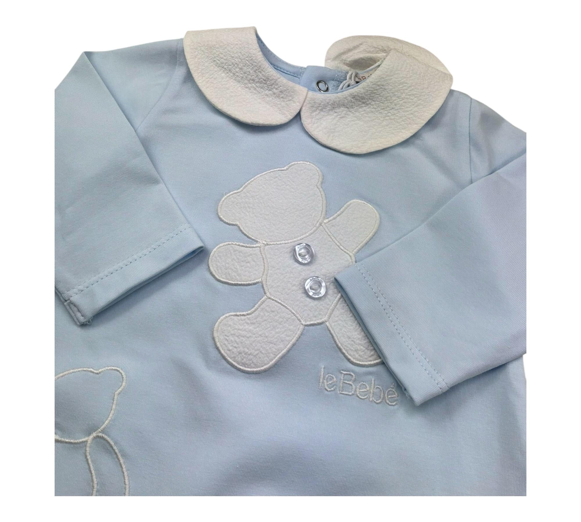 Le Bebe Tutina Manica Lunga Tinta Unita per Neonato LBB5294 AZZURRO LE BEBE 