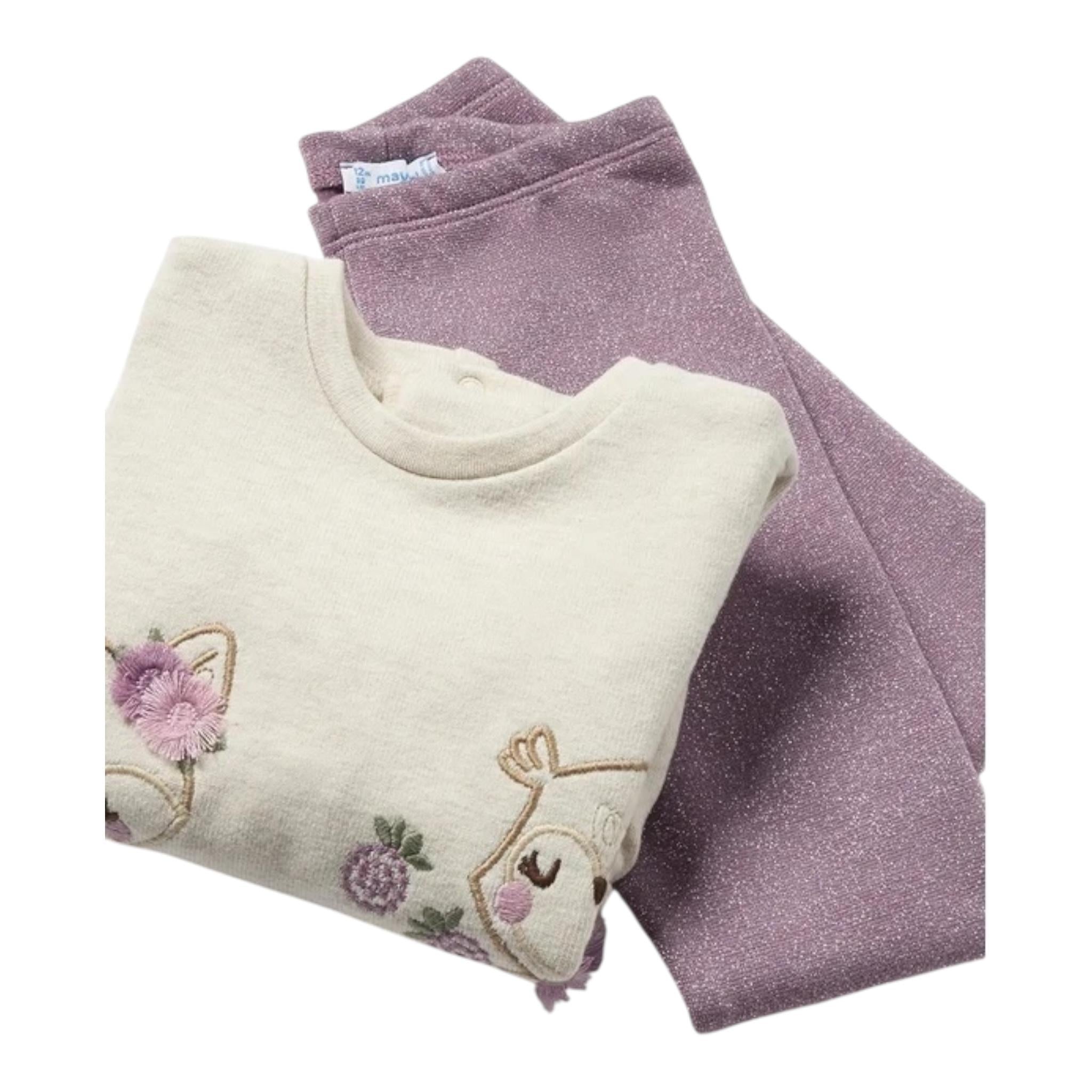 MAYORAL completo 2pz felpa-leggins bicolore Beige/viola per Neonata 2708 BEIGE/VIOLA MAYORAL 