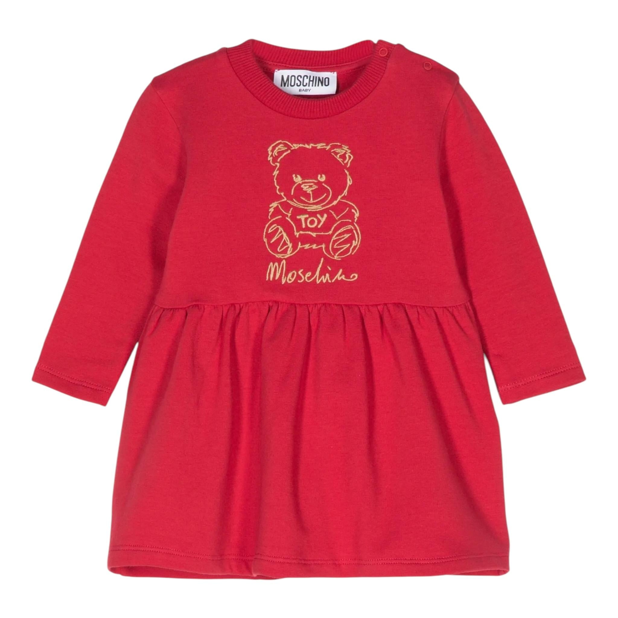 MOSCHINO abito girocollo manica lunga tinta unita Rosso per Neonata MDV0BQN ROSSO MOSCHINO 