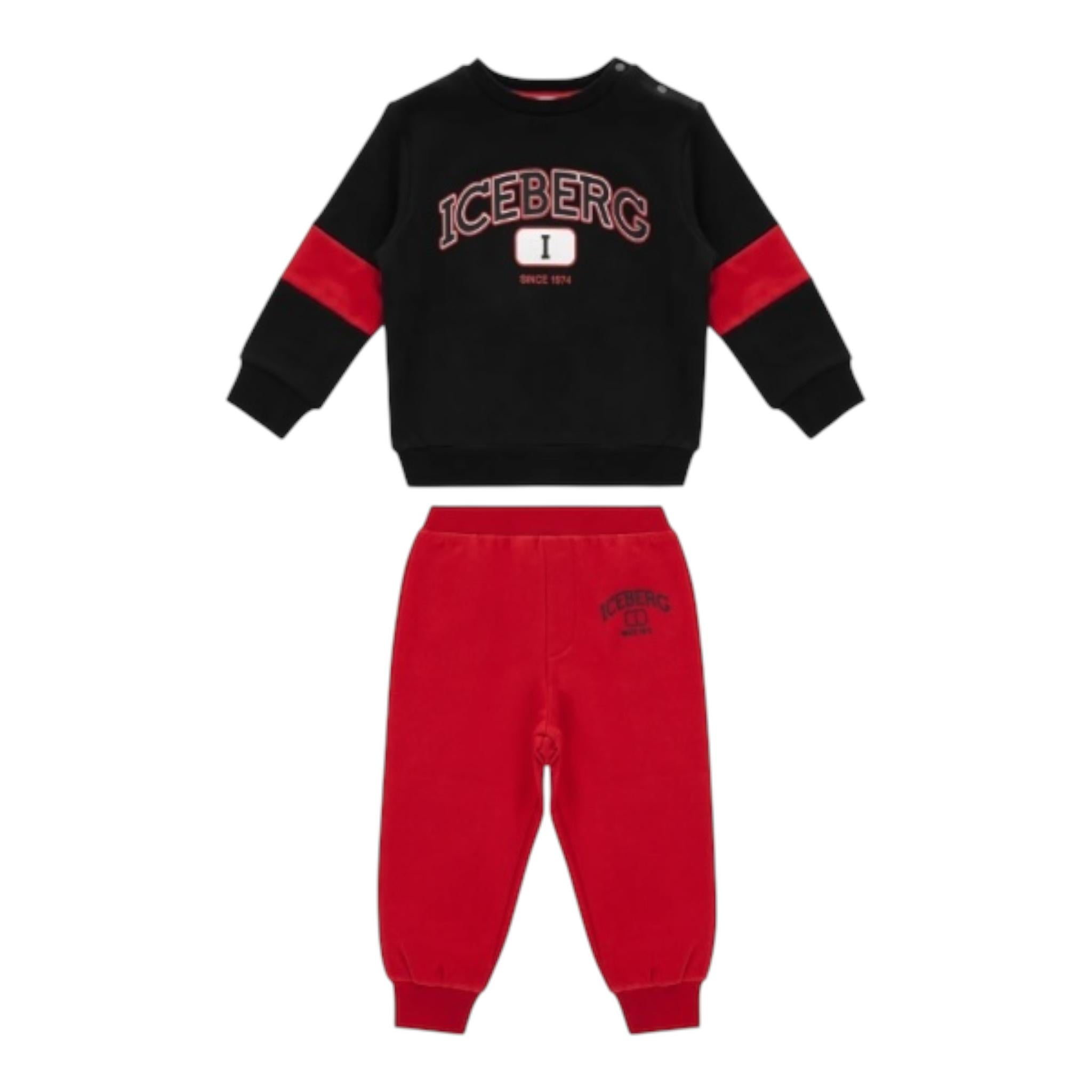 ICEBERG completo 2pz bicolore felpa-pantalone Rosso/nero per Neonato CFICE5304NB ROSSO/NERO ICEBERG 