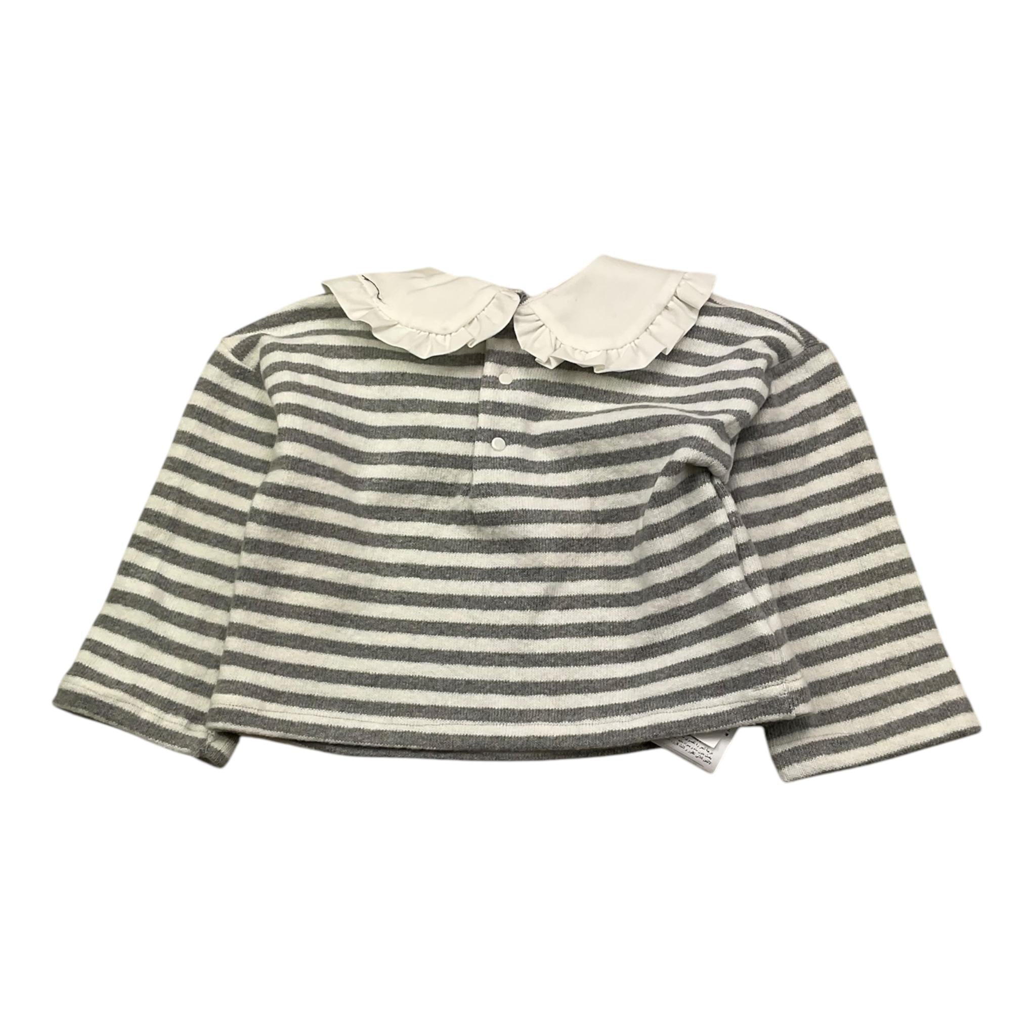 LE BEBE' maglia tinta unita con colletto e fantasia a righe Bianco per Neonata LBG6071 BIANCO LE BEBE' 