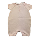 Little Bear Solid Color Half Sleeve Romper With Contrast Collar Pink For Newborn