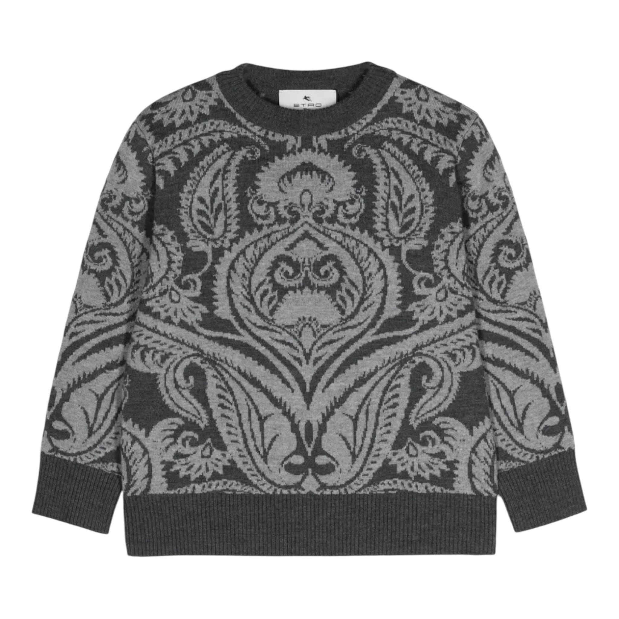 ETRO maglia tinta unita con fantasia Grigio per Bambino GV9P50 GRIGIO ETRO 