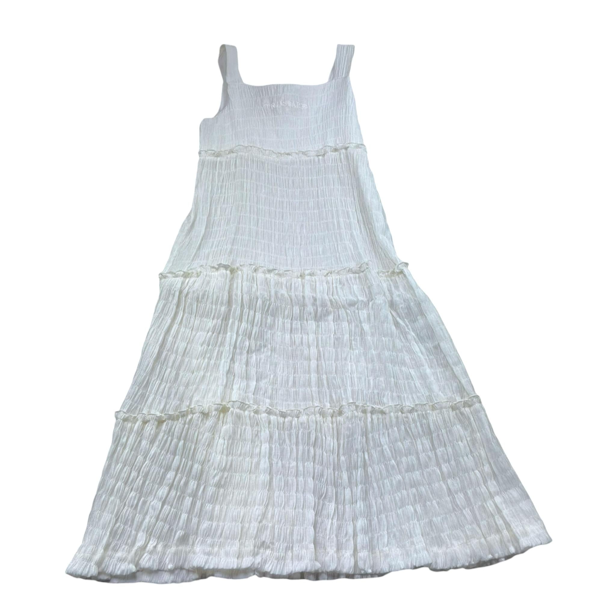 Trussardi Abito Tinta Unita con Bretelle per Bambina TGP26089VE BIANCO TRUSSARDI 