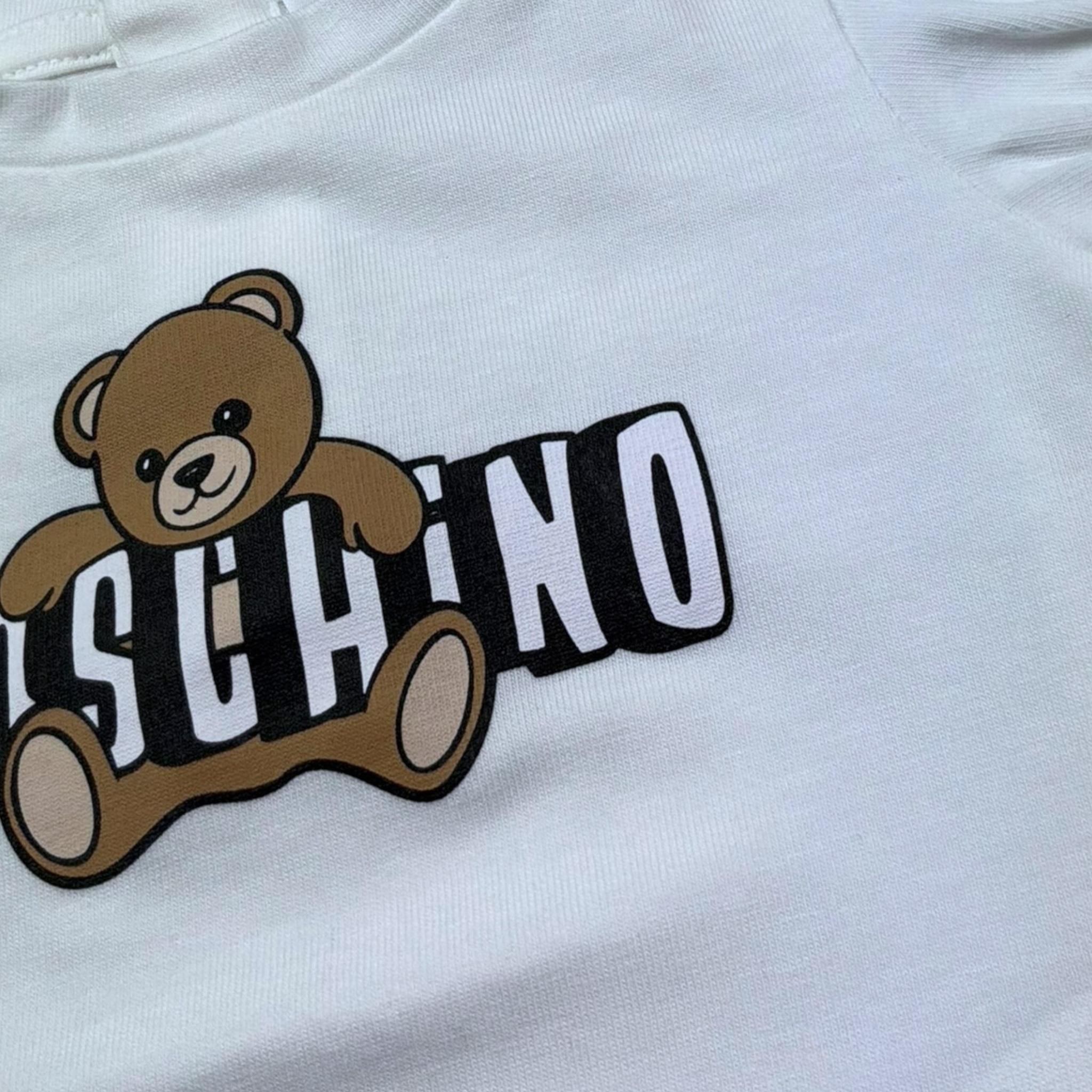 Moschino Completo 2 Pezzi T-Shirt-Short Bicolore per Neonata MBG01O BIANCO/GIALLO MOSCHINO 