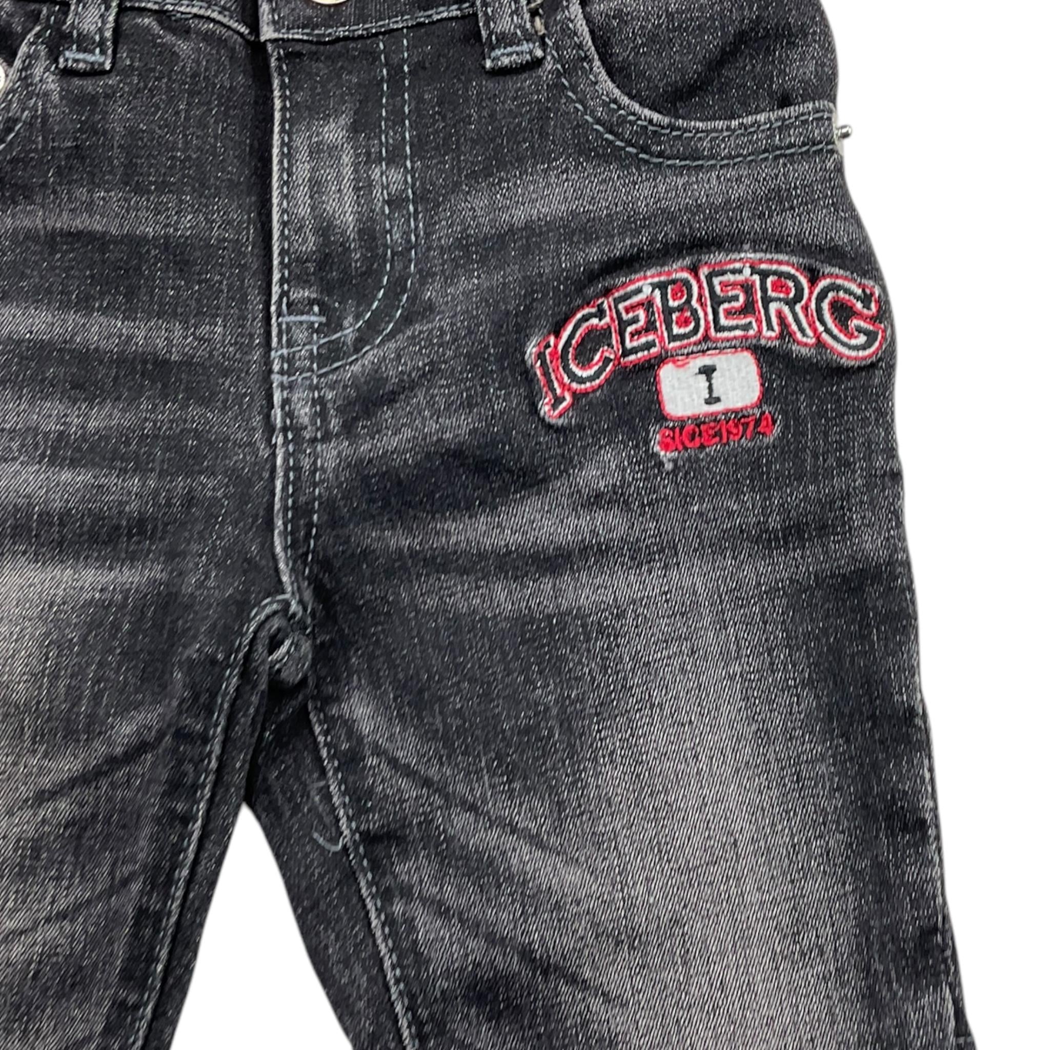 ICEBERG jeans tinta unita con girovita regolabile Nero per Neonato PTICE5308B NERO ICEBERG 