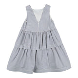 Mimisol White/Blue Striped Pattern Armhole Dress For Girls