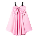 Twinset Plain Strap Dress With Pink Bow For Baby Girl
