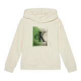 Calvin Klein Felpa Tinta Unita con Cappuccio E Stampa per Bambino IB0IB02380 PANNA CALVIN KLEIN 