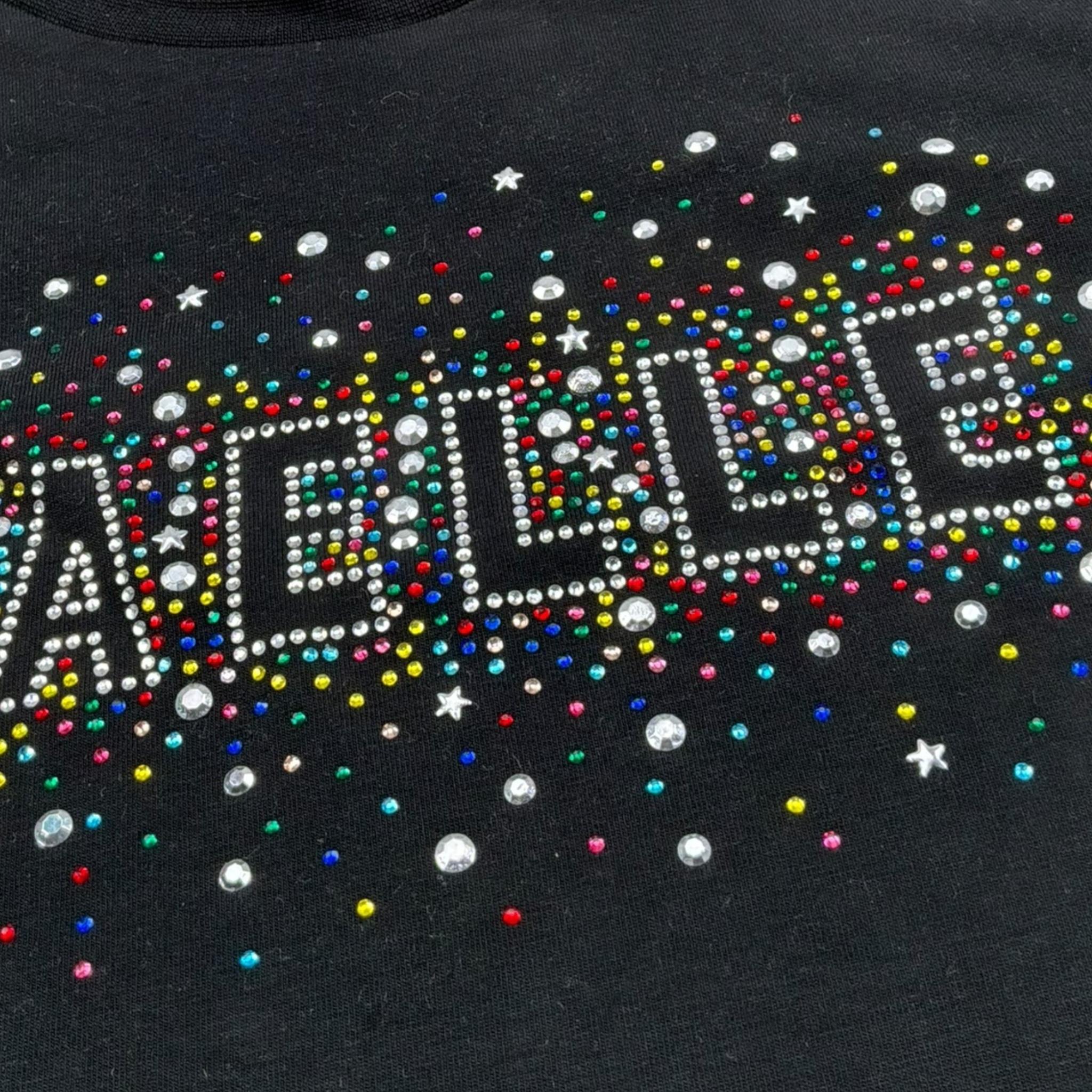 Gaelle T-Shirt Girocollo Tinta Unita con Logo Brillantinato per Bambina 2746M00329X NERO GAELLE 