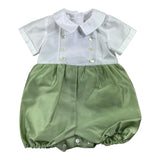 Croquettes Two-Tone Romper Half Sleeve White/Green For Newborn