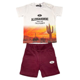 Daniele Alessandrini 2 Piece Set T-Shirt-Bermuda White/Bordeaux For Newborn