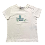 Tartine Et Chocolat Solid Color Crew Neck T-Shirt With Contrast Print White For Newborns
