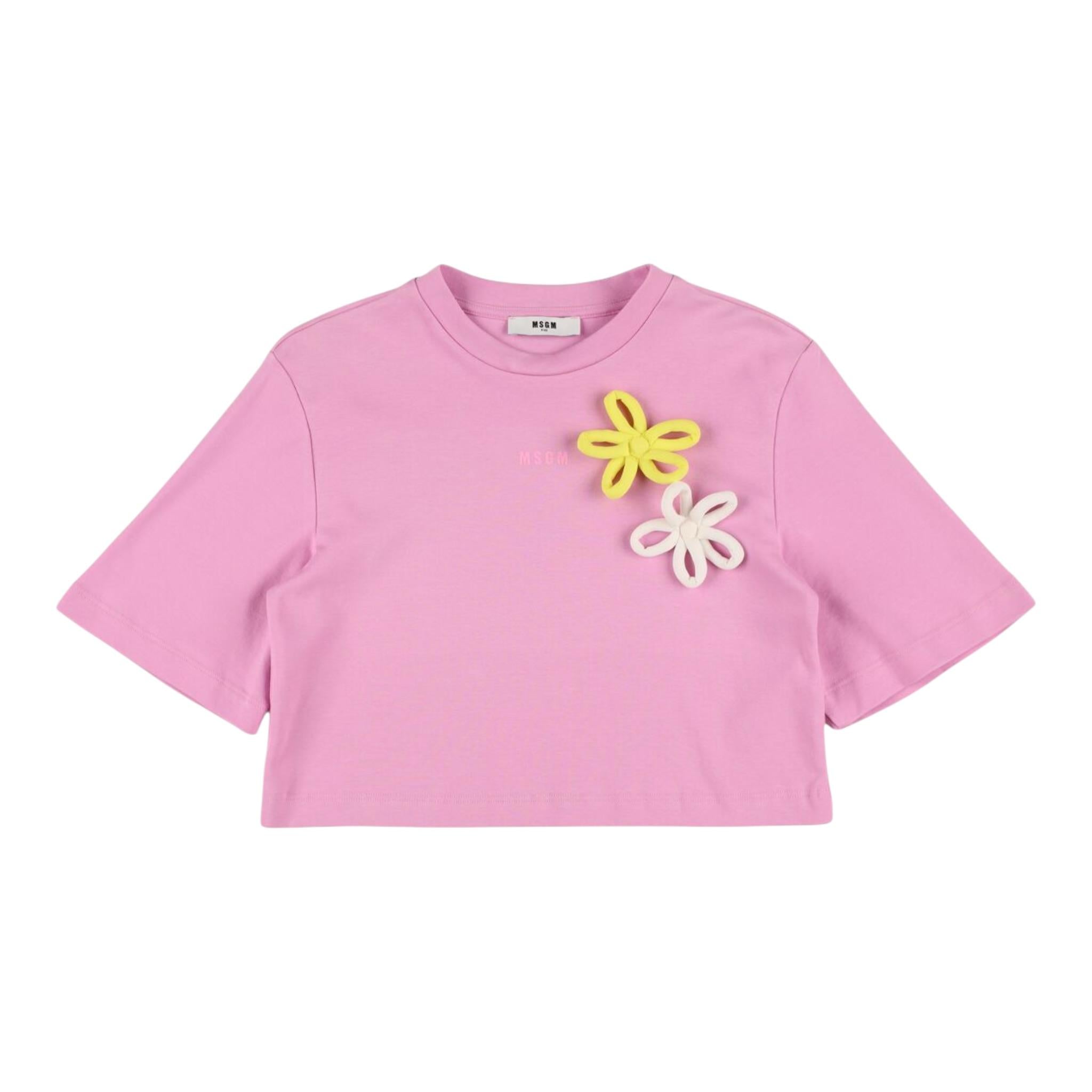 Msgm T-Shirt Girocollo Tinta Unita per Bambina S5MSJGTH118 ROSA MSGM 