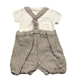 Le Coconne Two-Tone Romper Striped Pattern White/Beige For Newborn