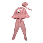 Juliana Completo tinta unita 3 Pezzi Maglia-Ghettina-Cappello Rosa per Neonata 24031 ROSA JULIANA 