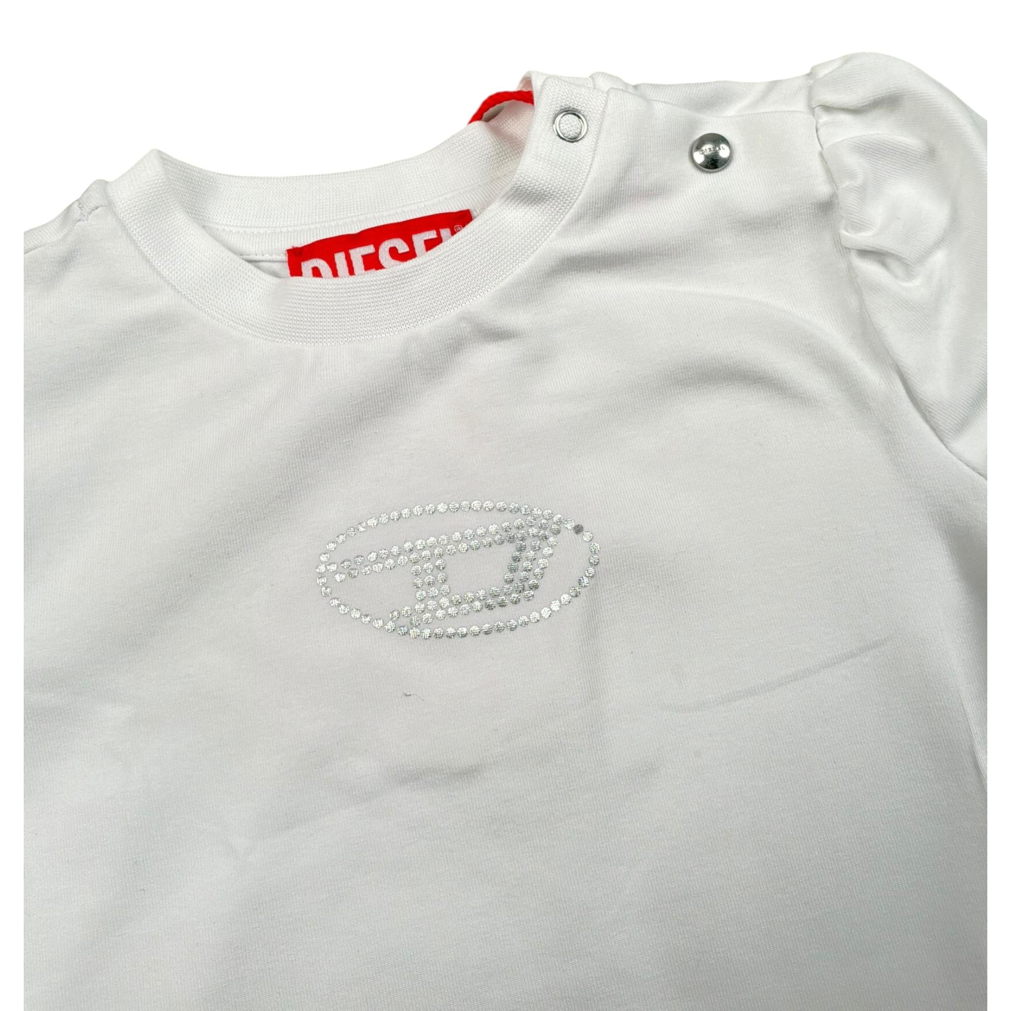 Diesel T-Shirt Girocollo Tinta Unita con Stampa per Neonato K005633 BIANCO DIESEL 