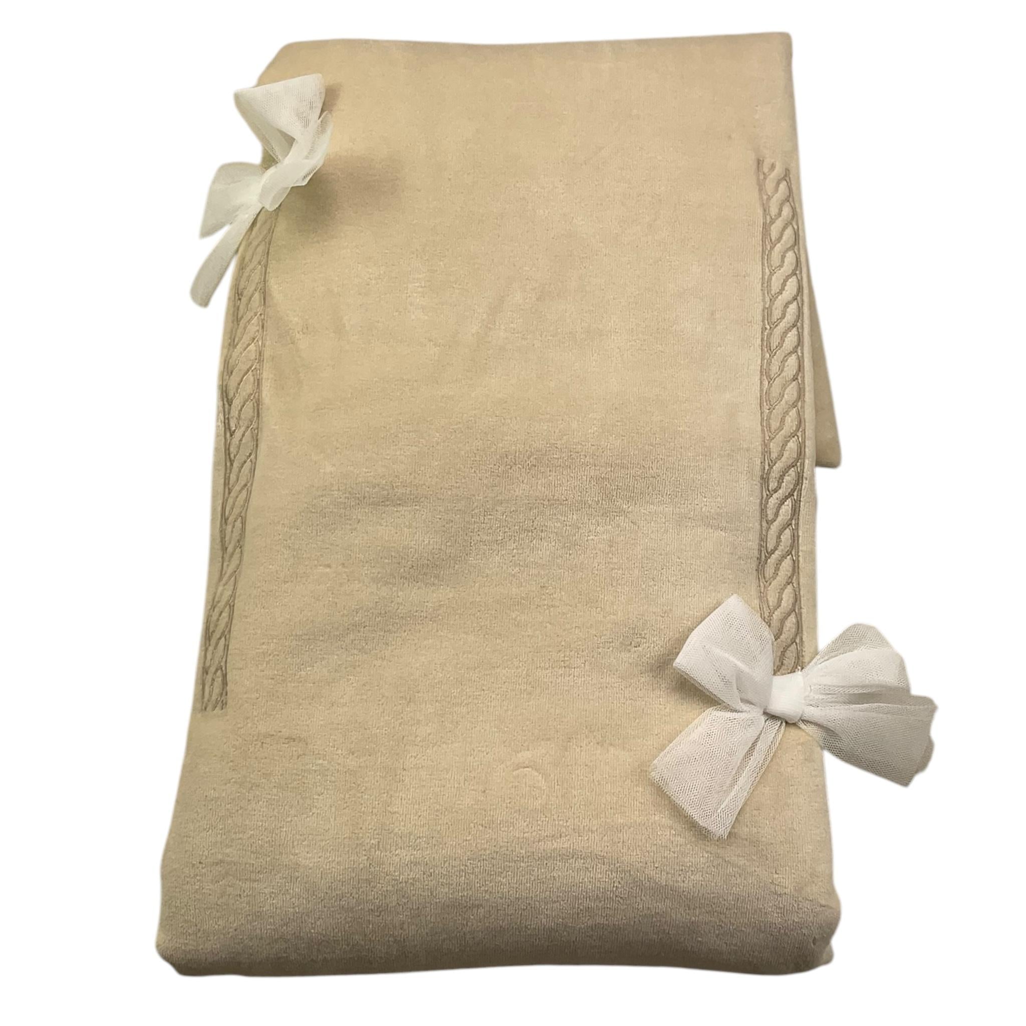 LE BEBE' coperta in ciniglia tinta unita con fiocco Beige per Neonata LBG5950 BEIGE LE BEBE' 