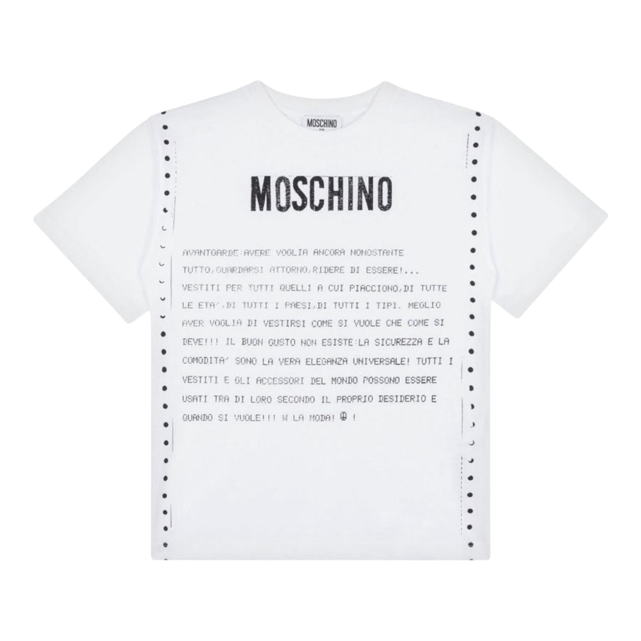 Moschino T-Shirt Girocollo Tinta Unita con Stampa per Bambino HQM050X BIANCO MOSCHINO 