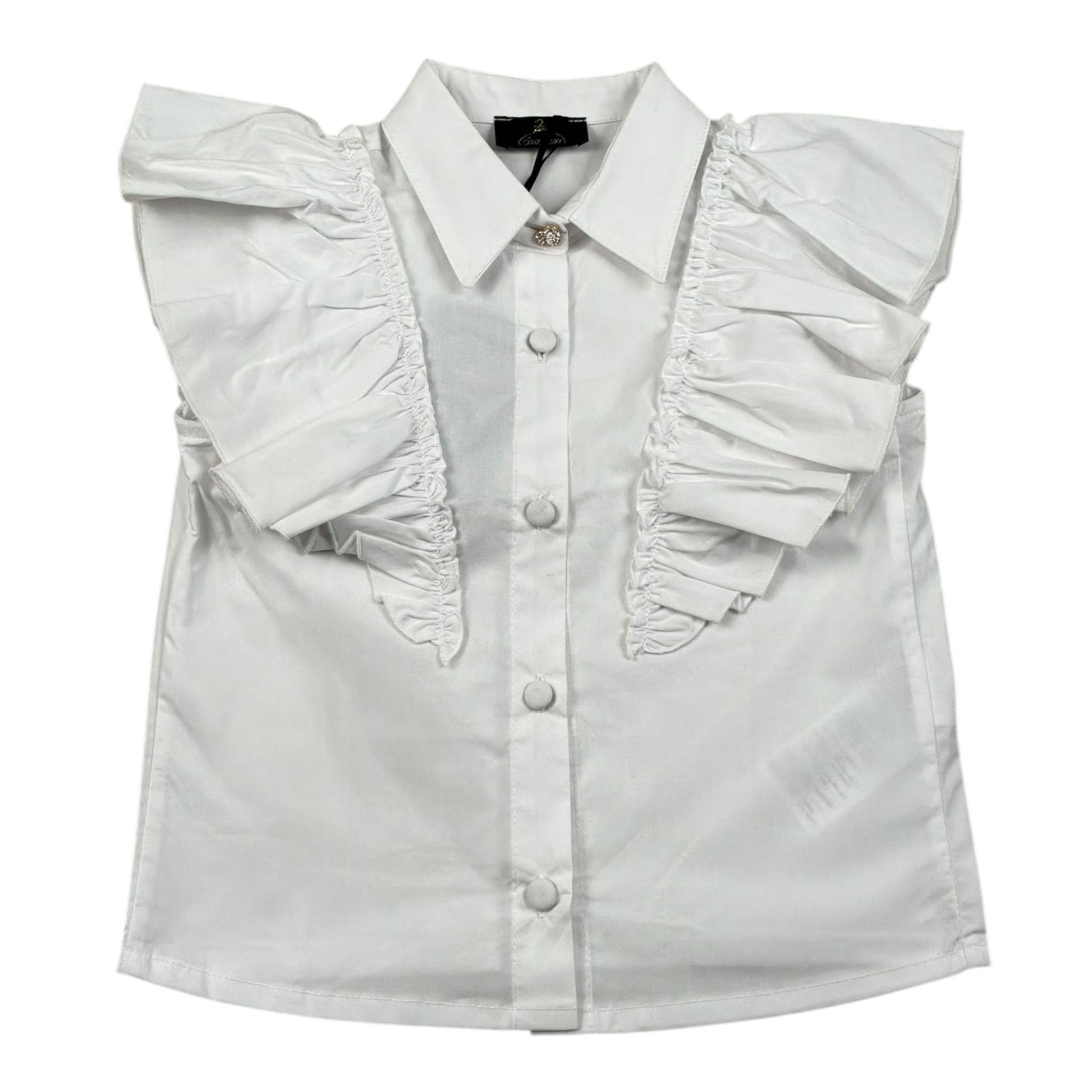 Fun & Fun Camicia Mezza Manica Tinta Unita per Bambina FNCBSH16402 BIANCO FUN & FUN 