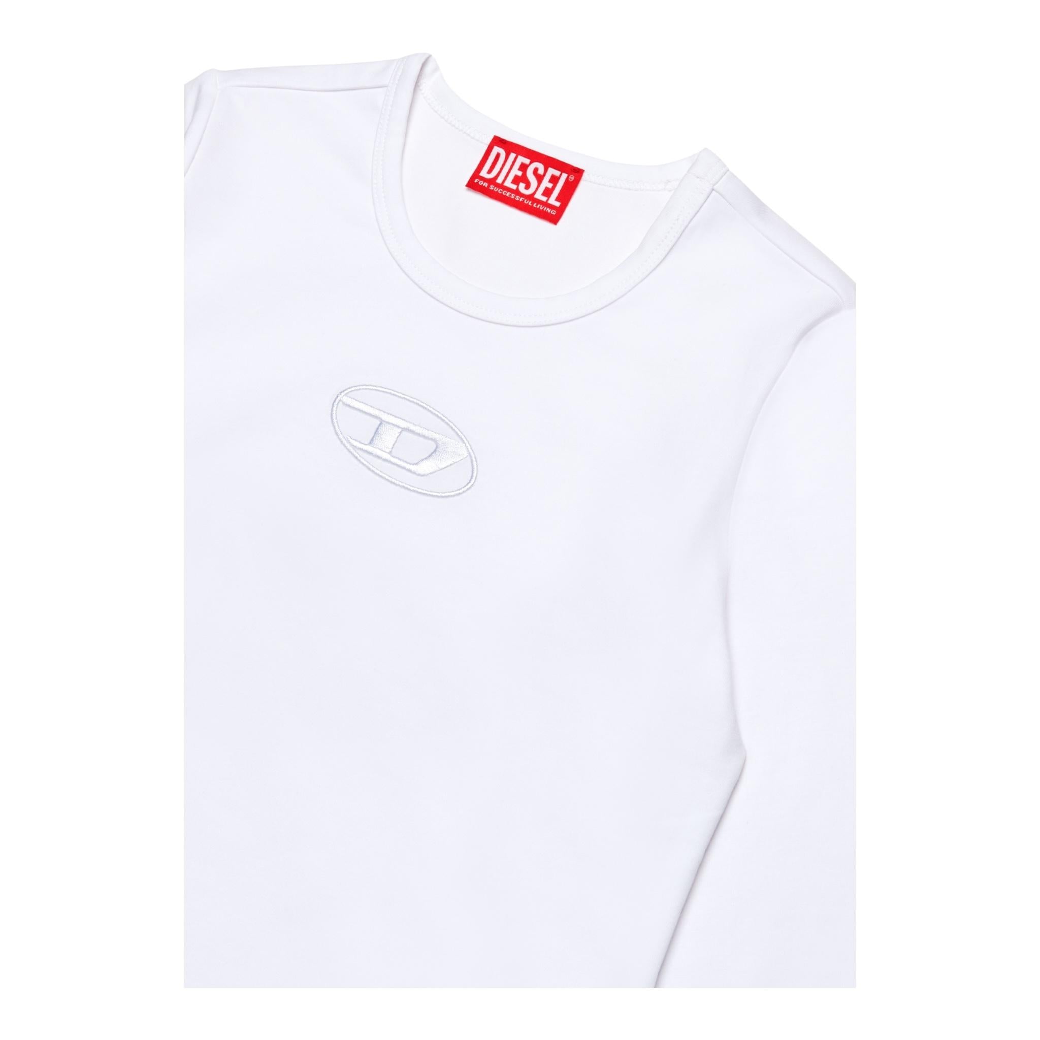 DIESEL shirt girocollo tinta unita con logo Bianco per Bambina J02038 BIANCO DIESEL 