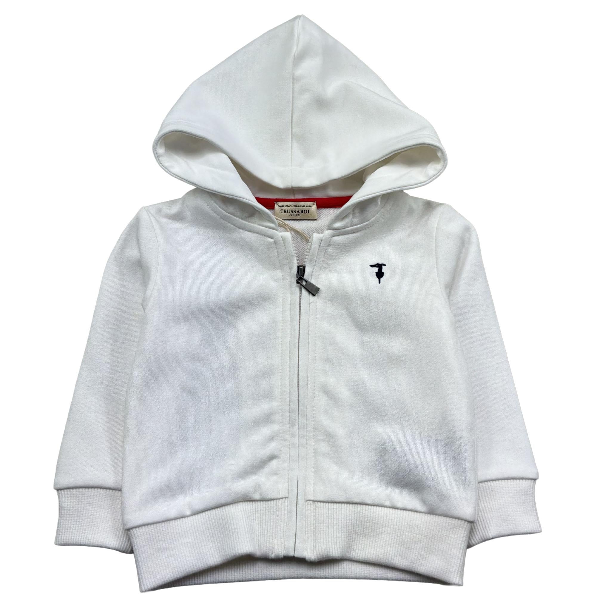 Trussardi Felpa con Zip E Cappuccio Tinta Unita con Logo per Neonato TIP26090FE BIANCO TRUSSARDI 