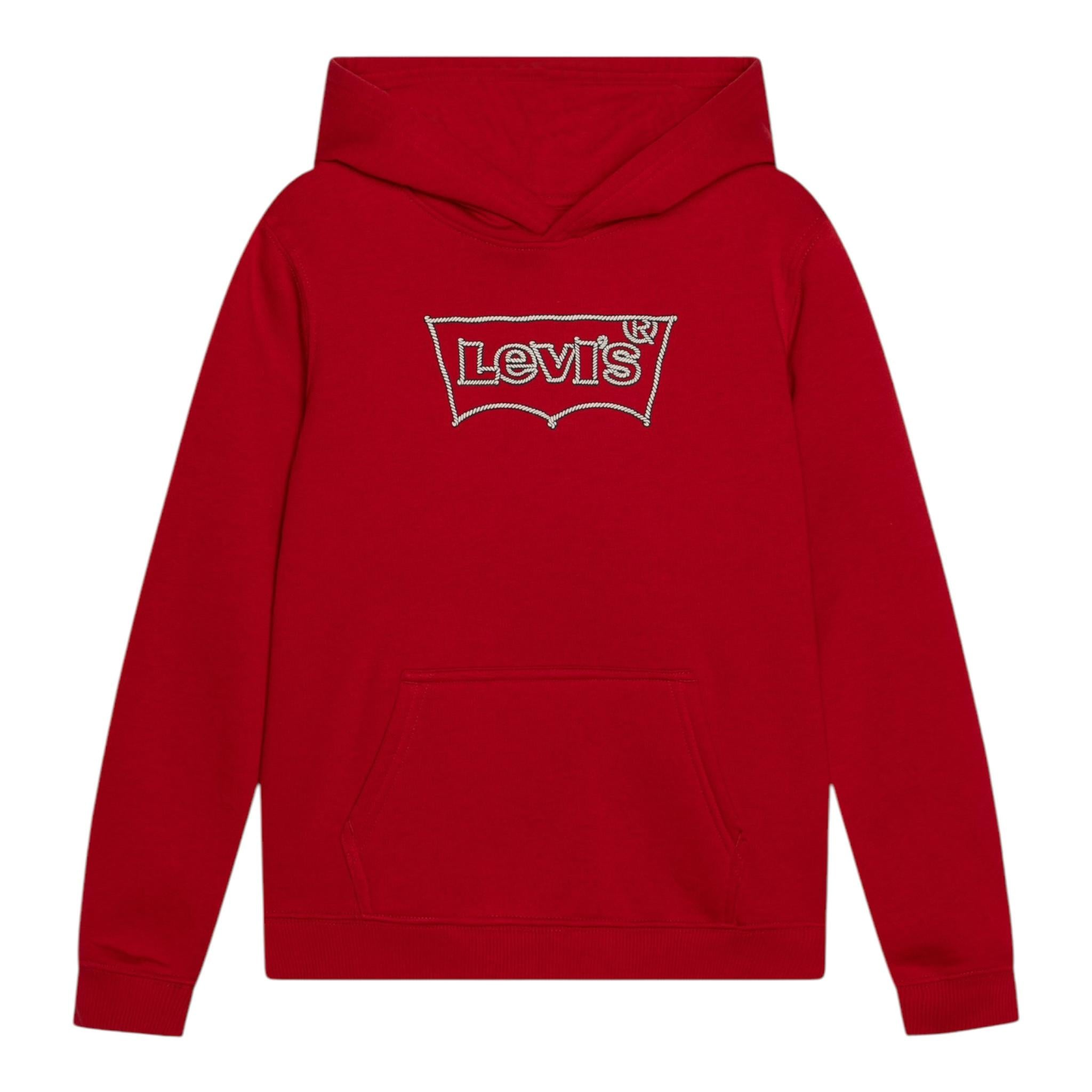 LEVIS felpa chiusa con cappuccio tinta unita con stampa logo Rosso per Bambino 9EL533 ROSSO LEVIS 