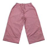 Little Ludo Plain Checked Trousers With Elastic Waist Red For Girls