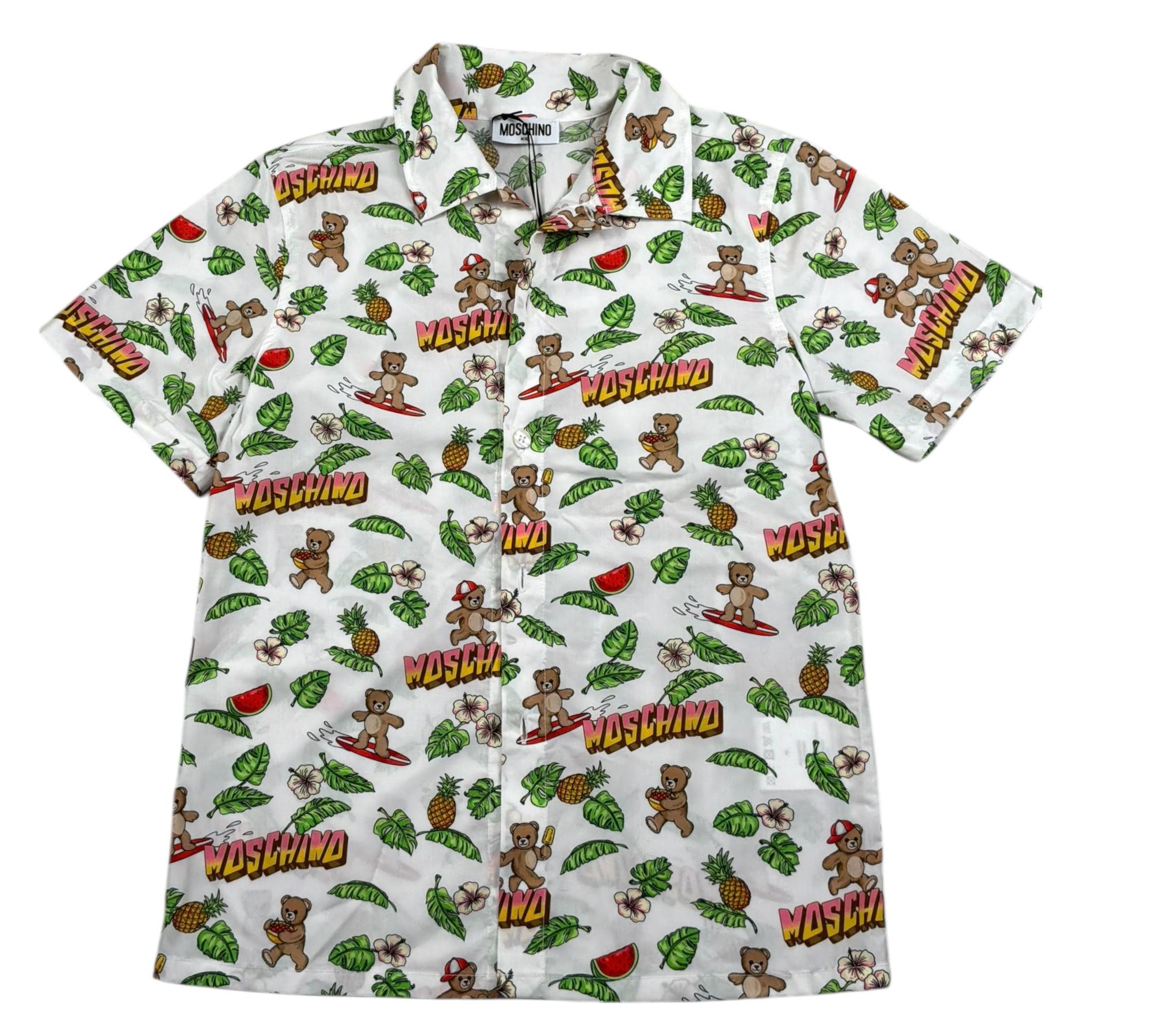 Moschino Camicia Mezza Manica Tinta Unita con Stampe per Bambino MUX01X BIANCO MOSCHINO 