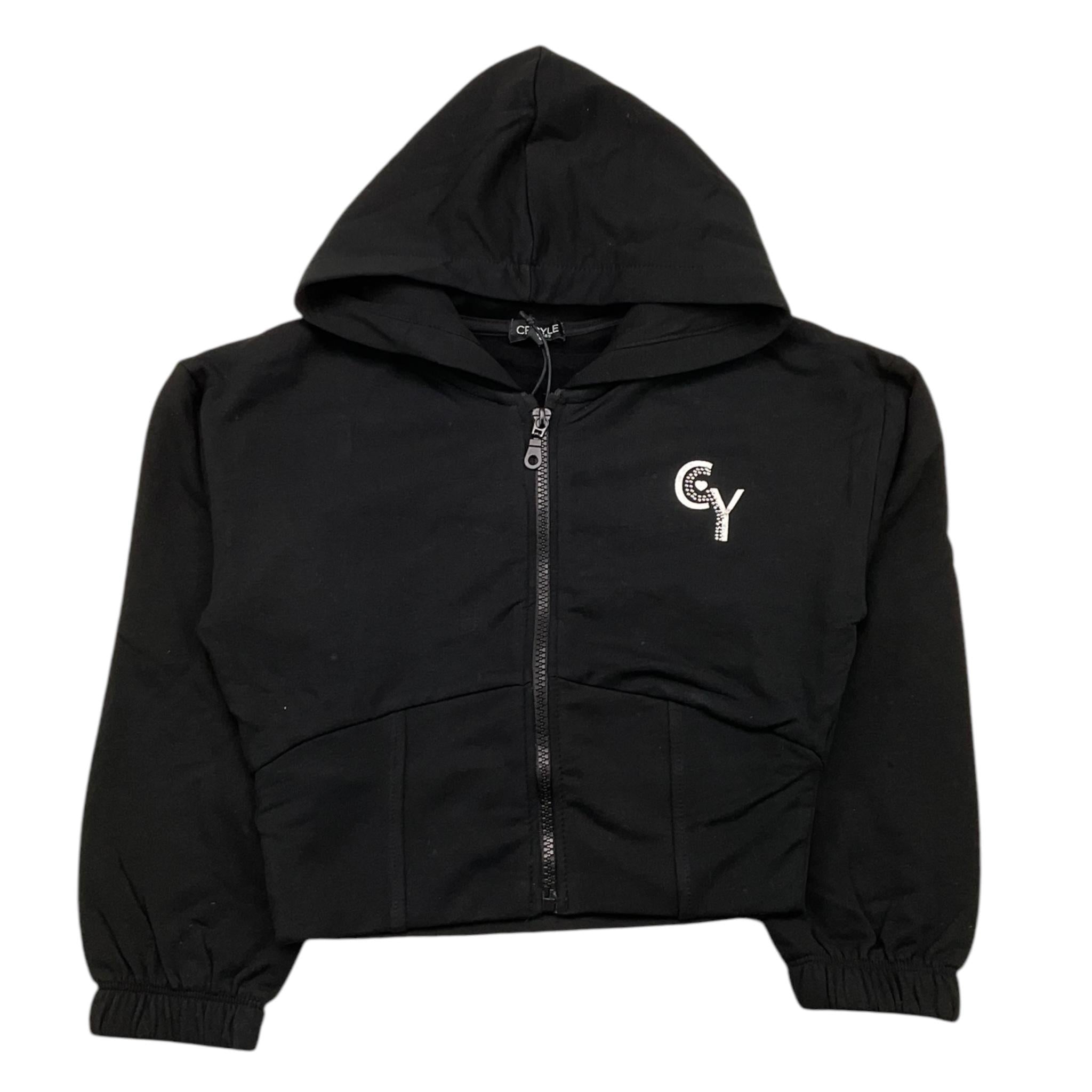 YOURS felpa con zip e cappuccio tinta unita Nero per Bambina BY1861 NERO YOURS 