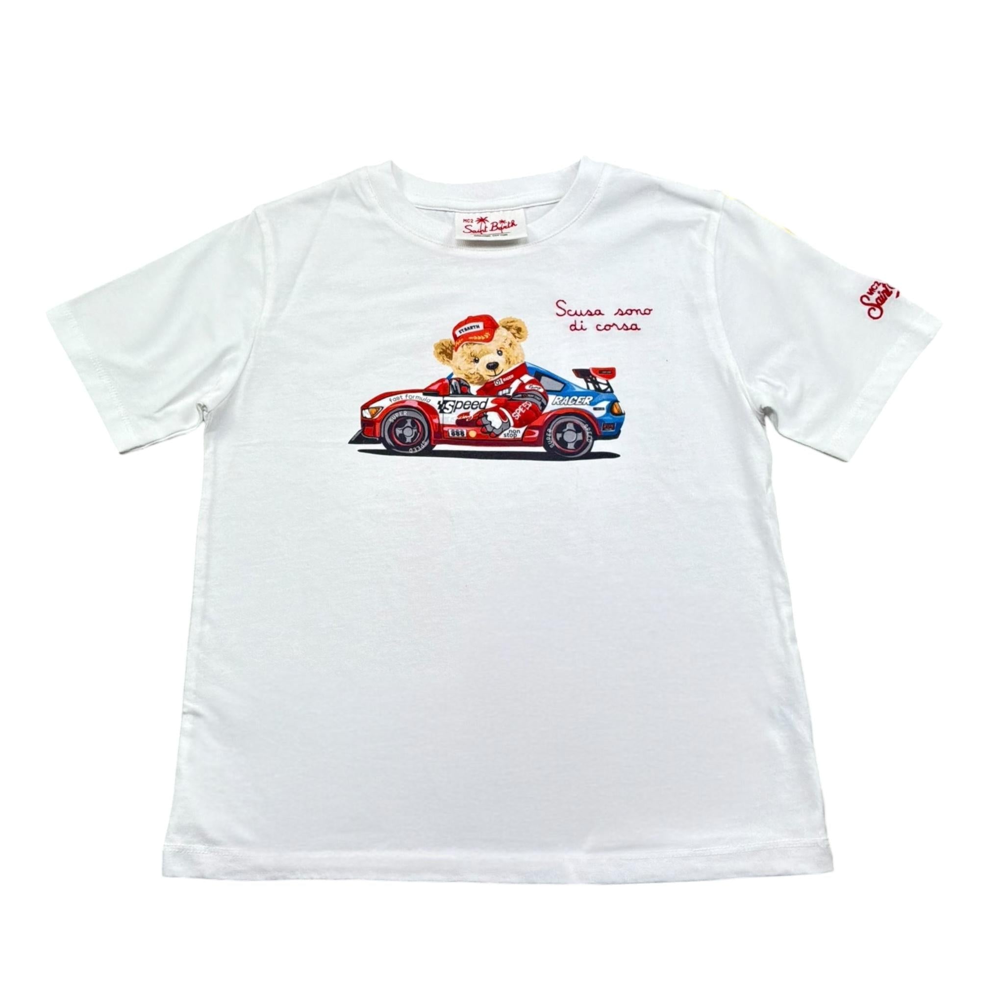 Saint Barth T-Shirt Girocollo Tinta Unita con Stampa per Bambino 00292L BIANCO SAINT BARTH 