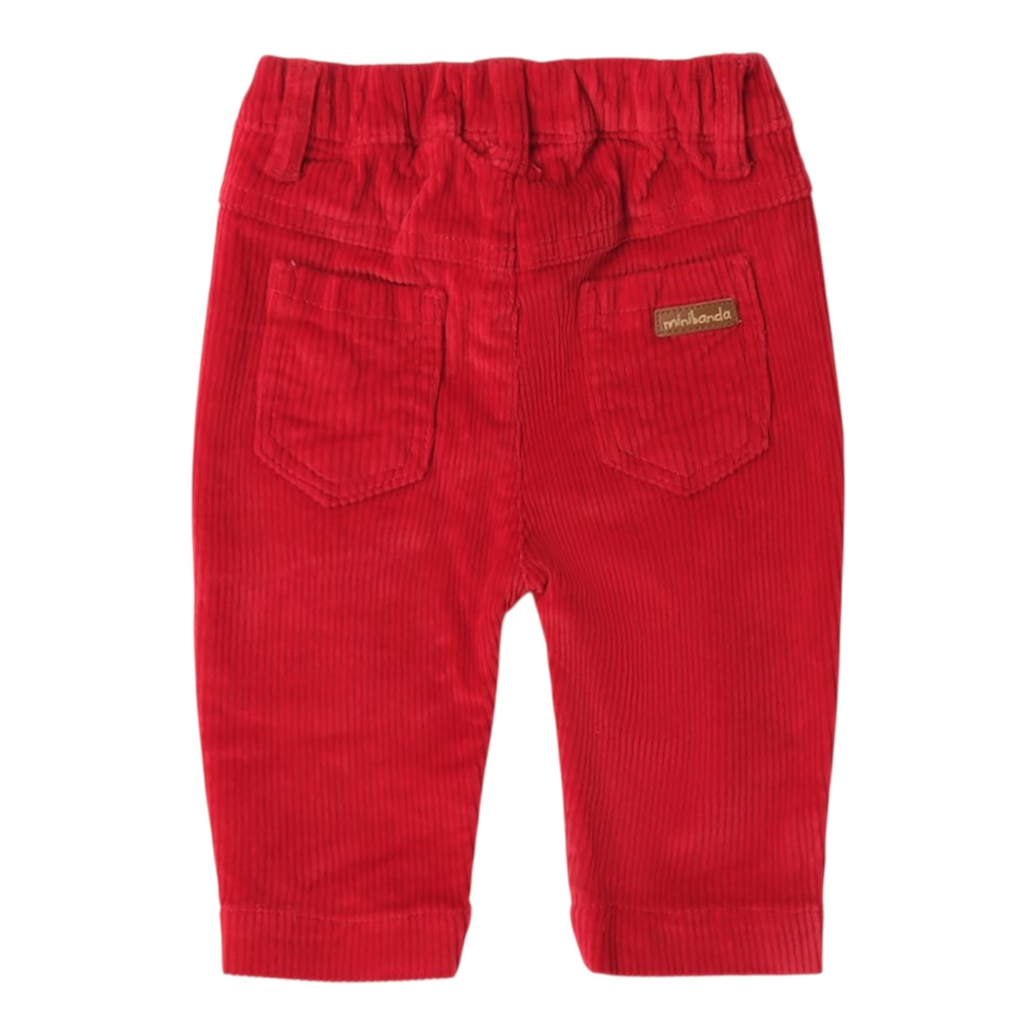 MINI BANDA pantalone tinta unita in velluto Rosso per Neonato 3A628 ROSSO MINI BANDA 