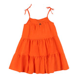 Dixie Orange Solid Color Strapless Dress For Girls