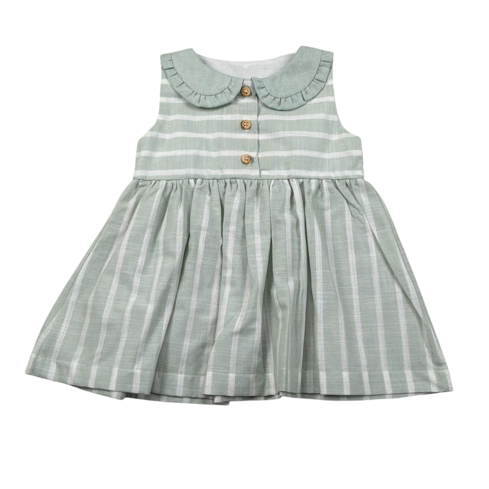 Babyvip Abito Tinta Unita con Fantasia A Righe per Neonata T1352 VERDE BABYVIP 