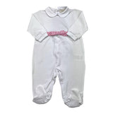 Lalalu' Solid Color Long Sleeve Romper with Contrast White Strap for Newborns
