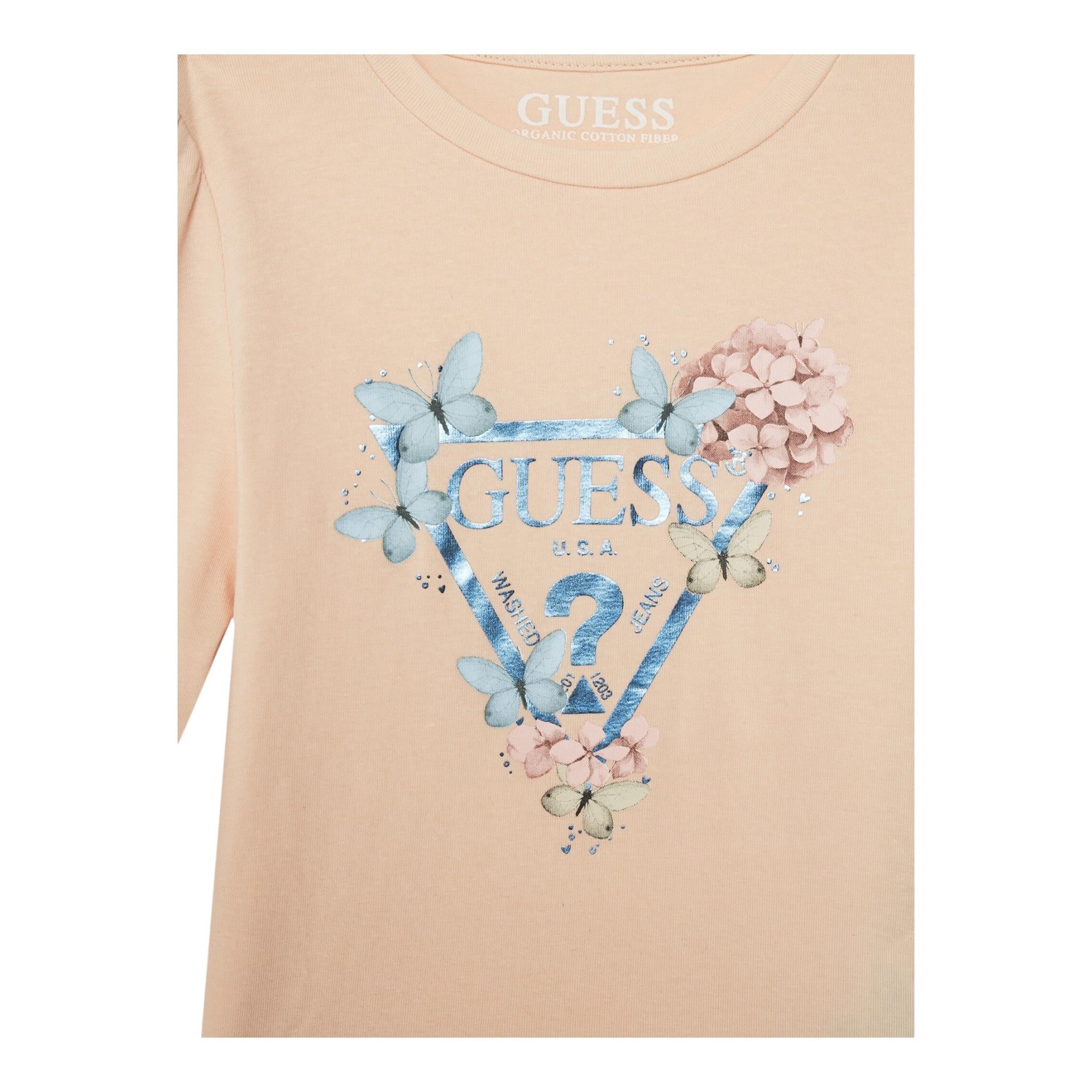 Guess Shirt Girocollo Tinta Unita con Stampa per Neonata K5RI08K6YW4 ROSA GUESS 