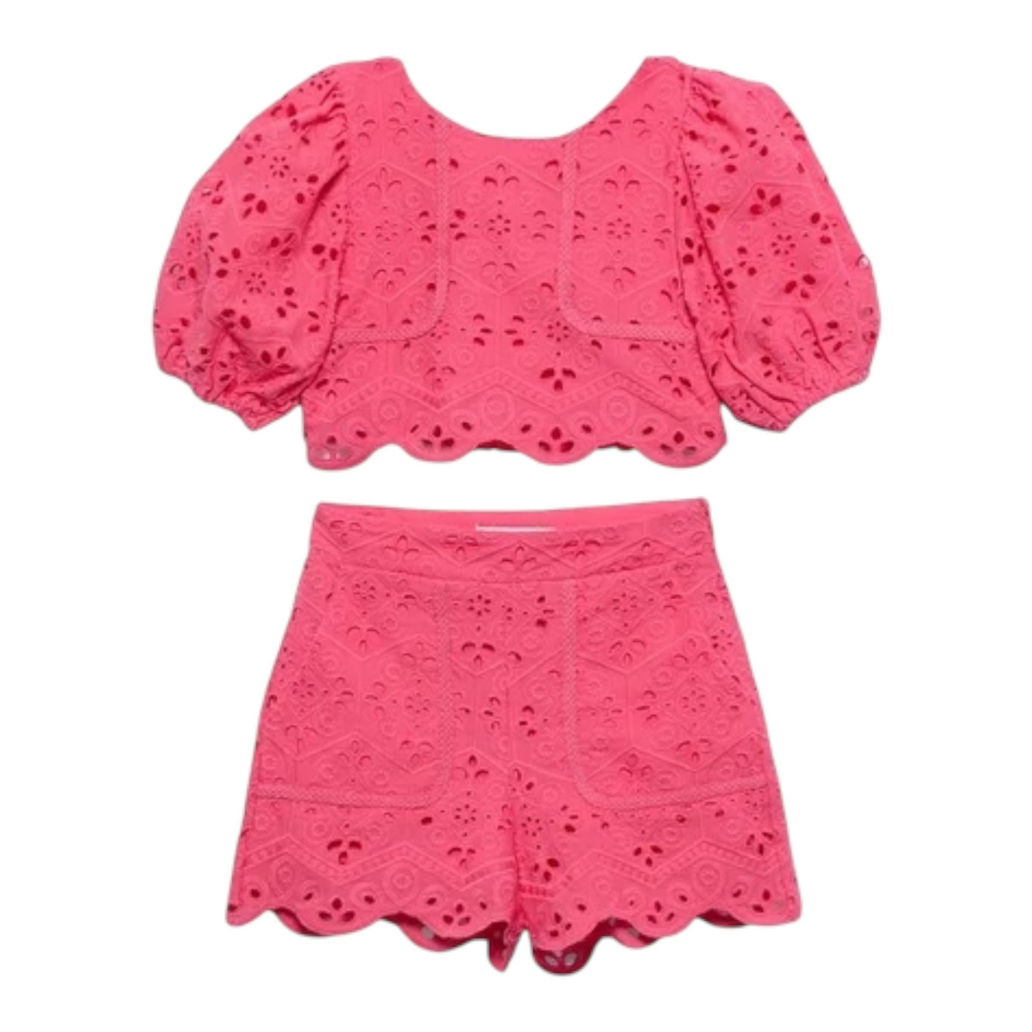 Abel & Lula Completo 2 Pezzi Top-Short Traforato per Bambina 5231 FUXIA ABEL & LULA 