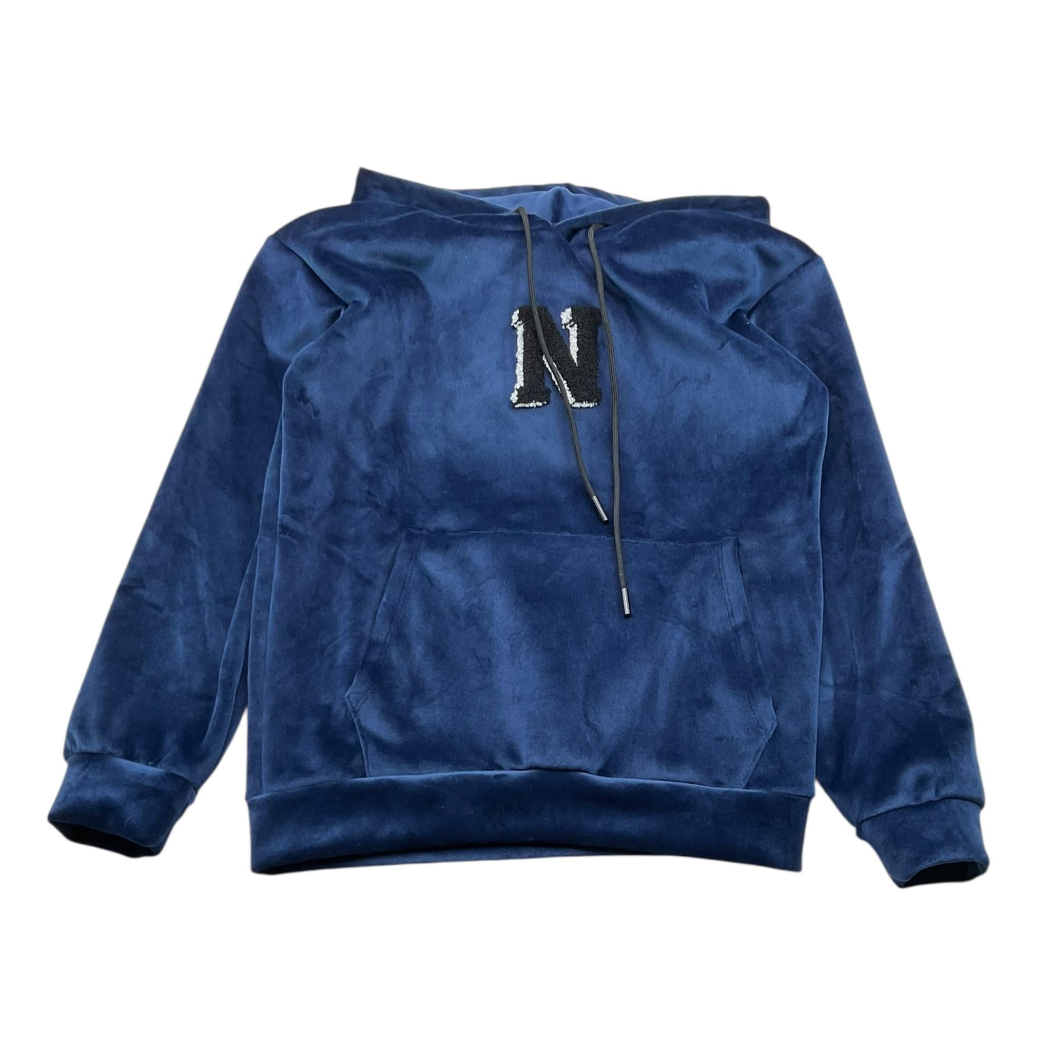 NEVER TOO felpa tinta unita in velluto con cappuccio Blu per Bambino NT2087R BLU NEVER TOO 