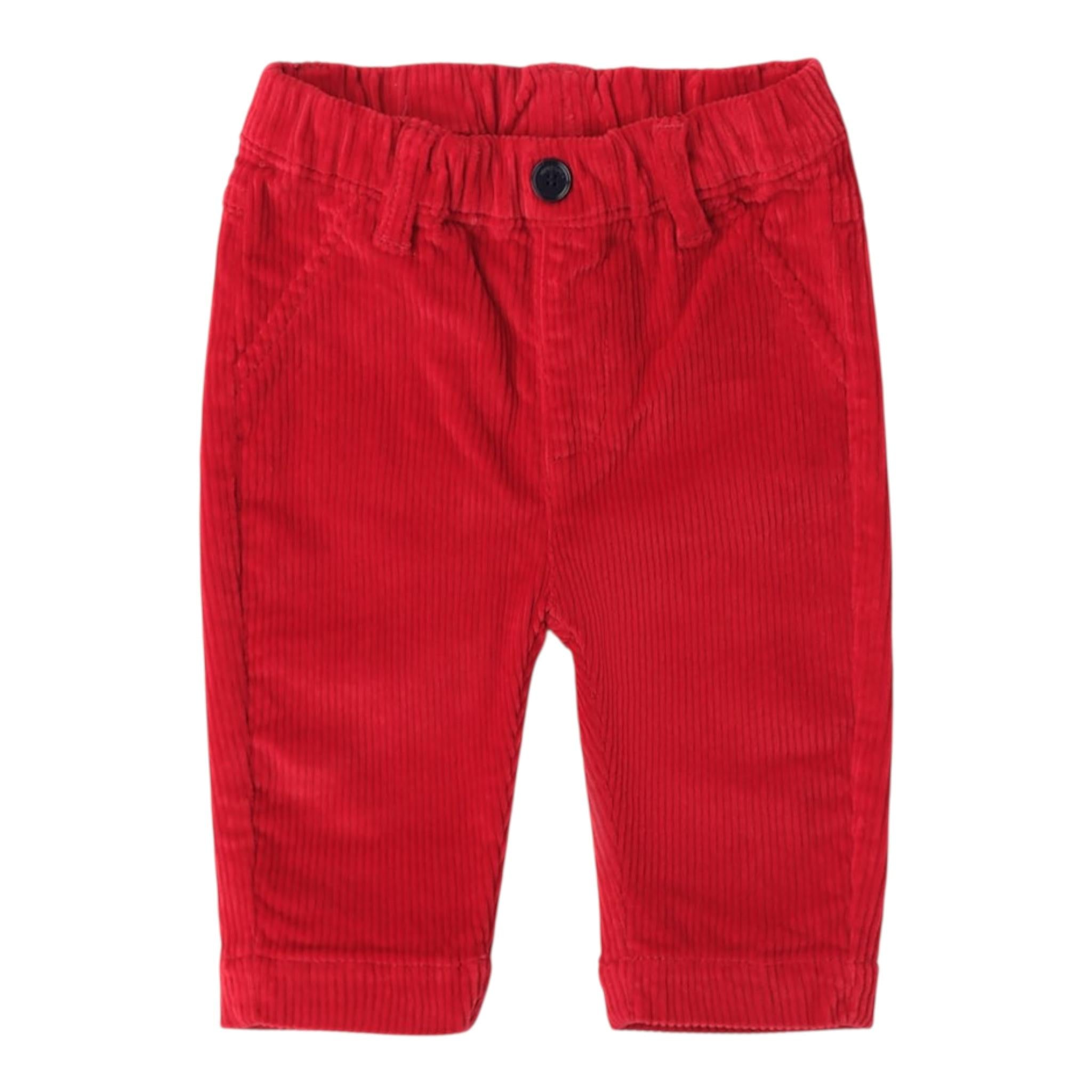 MINI BANDA pantalone tinta unita in velluto Rosso per Neonato 3A628 ROSSO MINI BANDA 