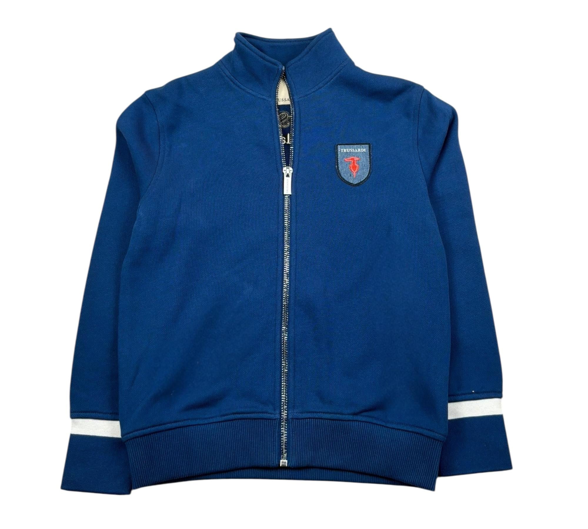 Trussardi Felpa con Zip Tinta Unita E Logo per Bambino TBP26149FE BLU TRUSSARDI 