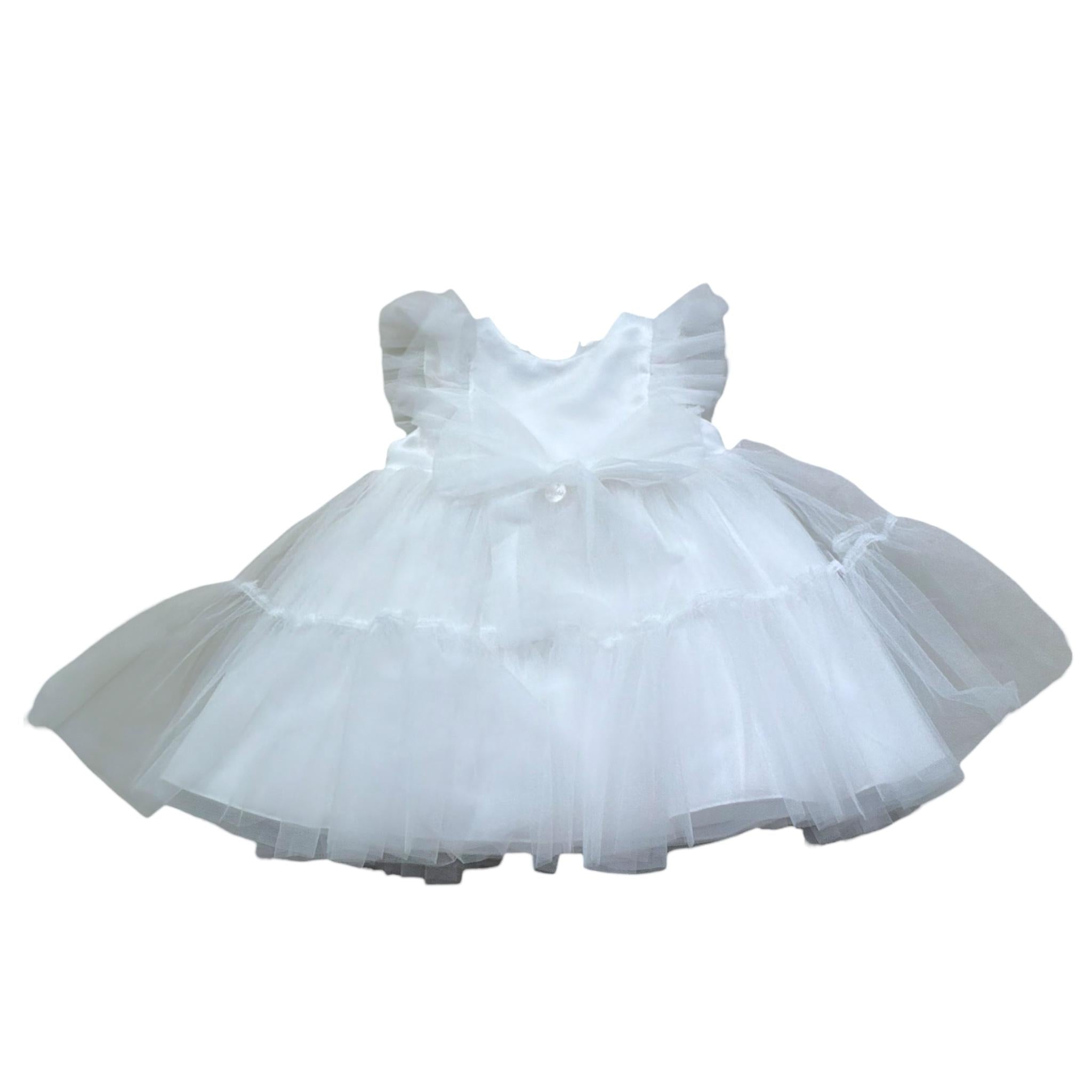 Le Bebe' Abito Tinta Unita Cerimonia per Neonata LBG6391 BIANCO LE BEBE' 